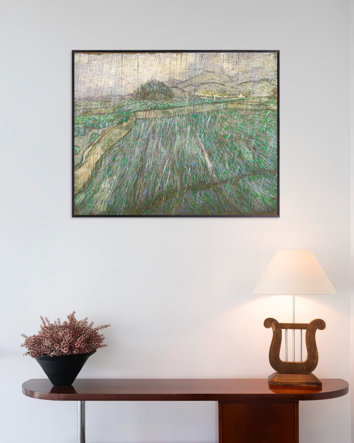 Plakat „Deszcz (1889), Vincent van Gogh” w metalowej ramie