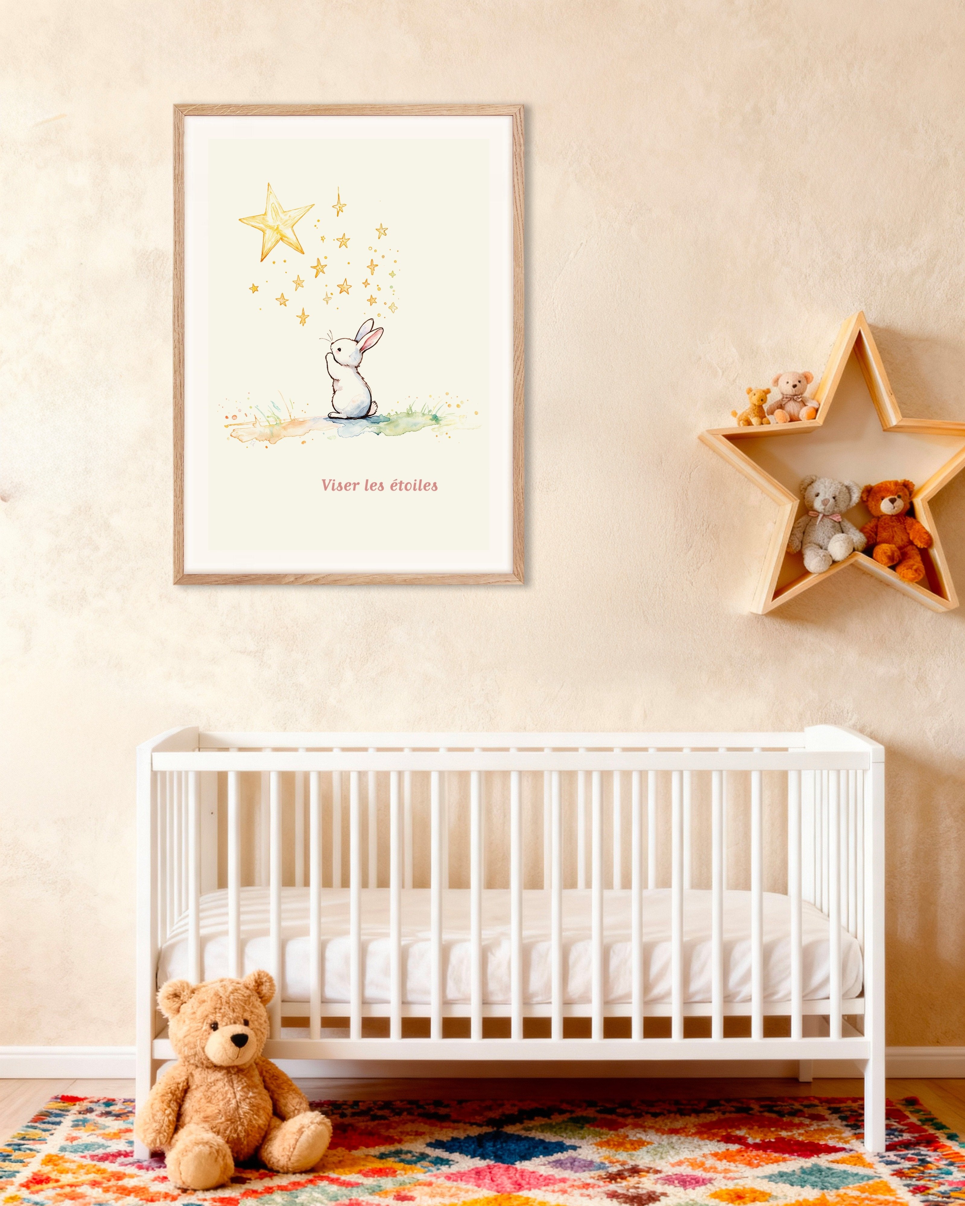 Poster of Reaching for the Stars - Poster, french, with natural wooden frame