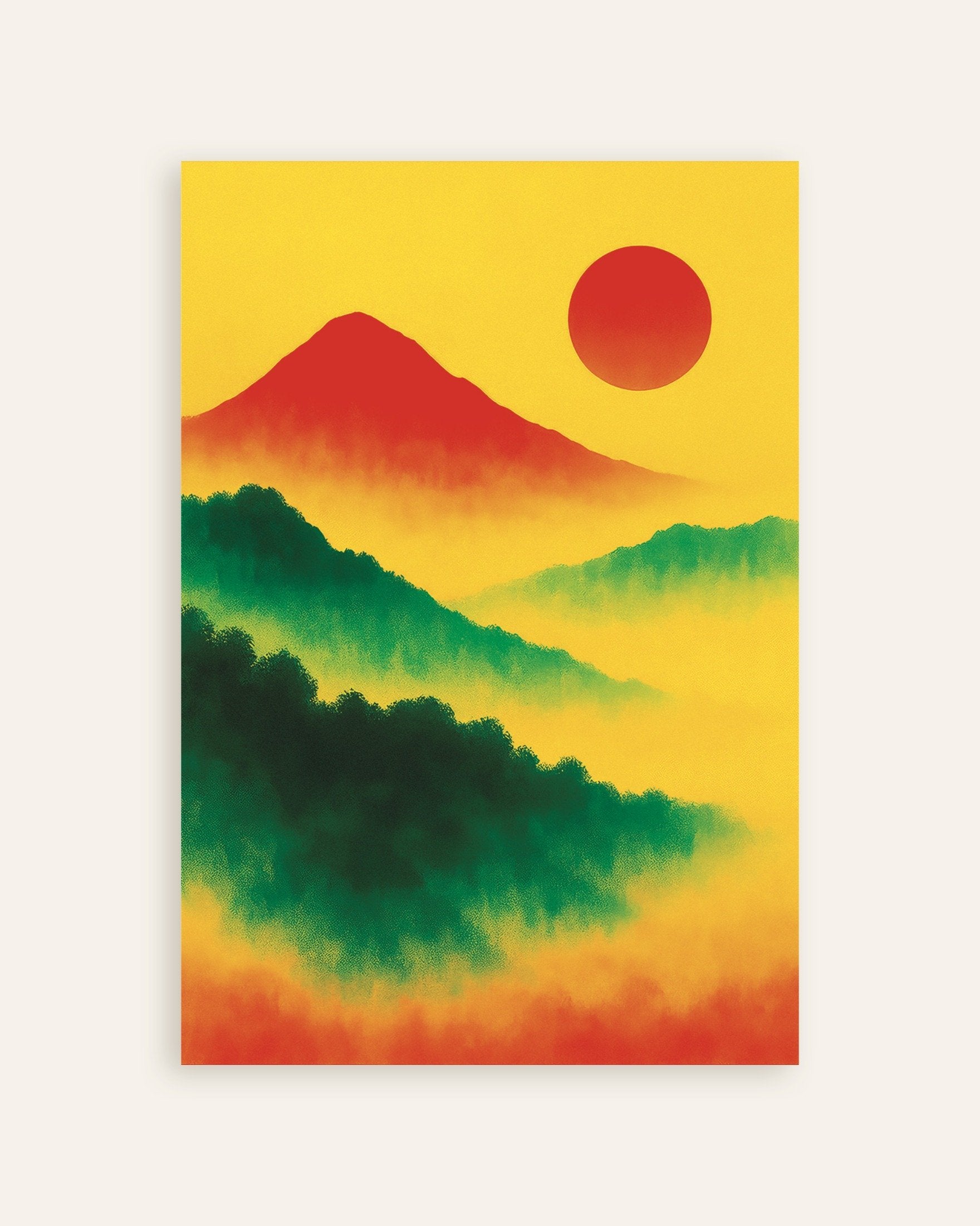 Poster of Red sun landscape art print, thumbnail