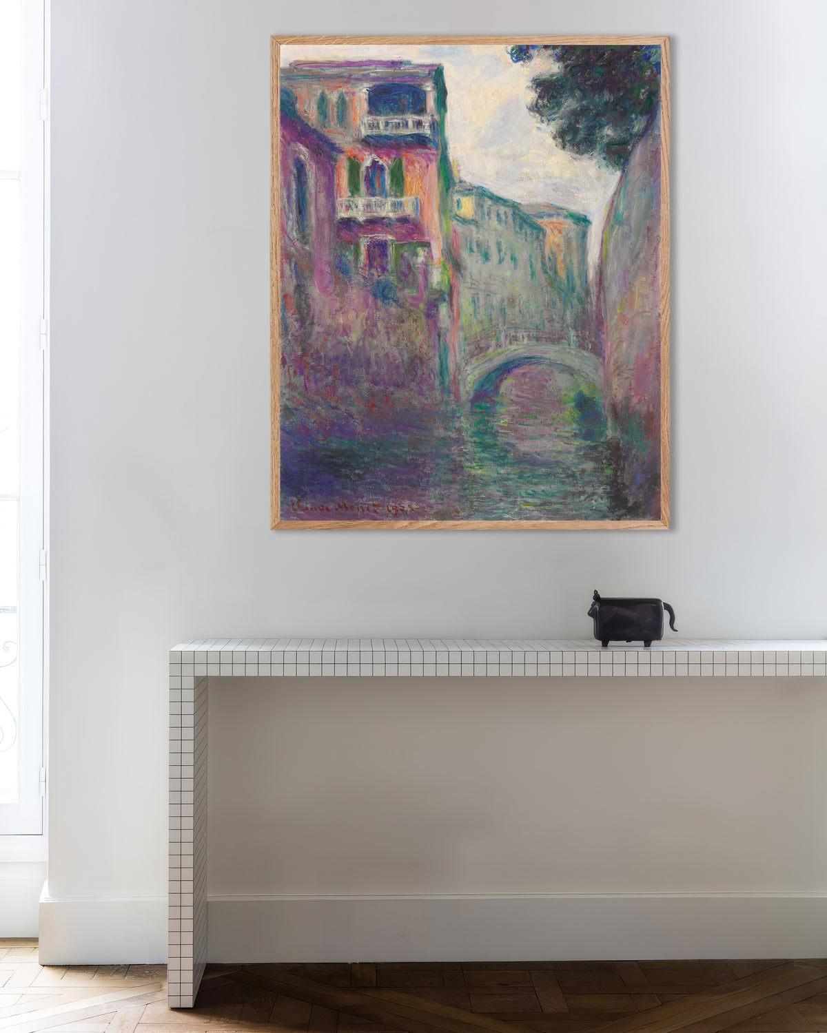 Plakat Rio della Salute (1908), Claude Monet, w ramie z naturalnego drewna