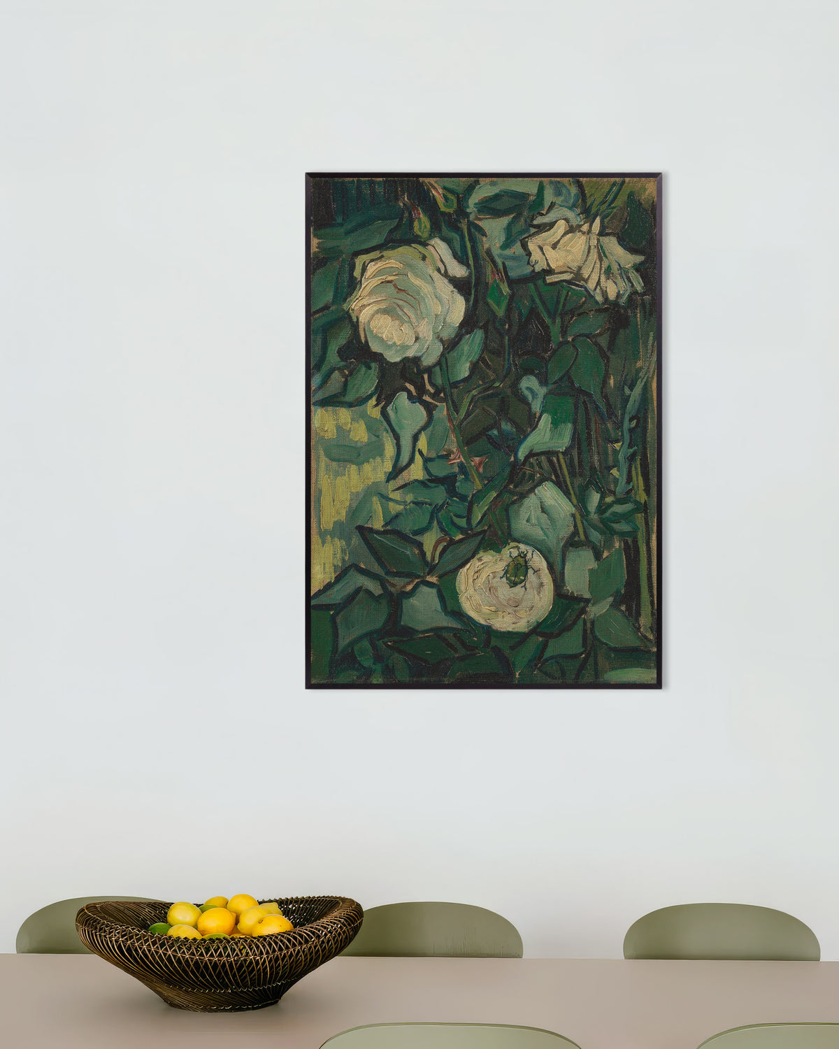 Plakat „Krzew róży z chrząszczem (1889), Vincent van Gogh” w metalowej ramie