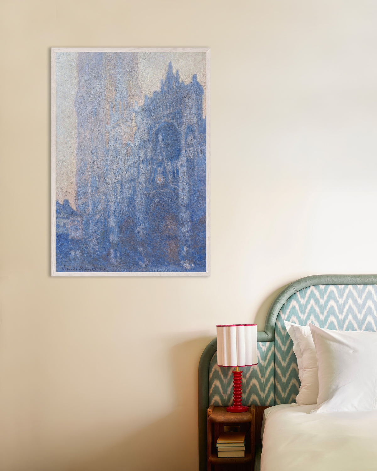 Plakat Katedra w Rouen, portal i wieża d'Albane, efekt poranka (1894), Claude Monet, w białej drewnianej ramie