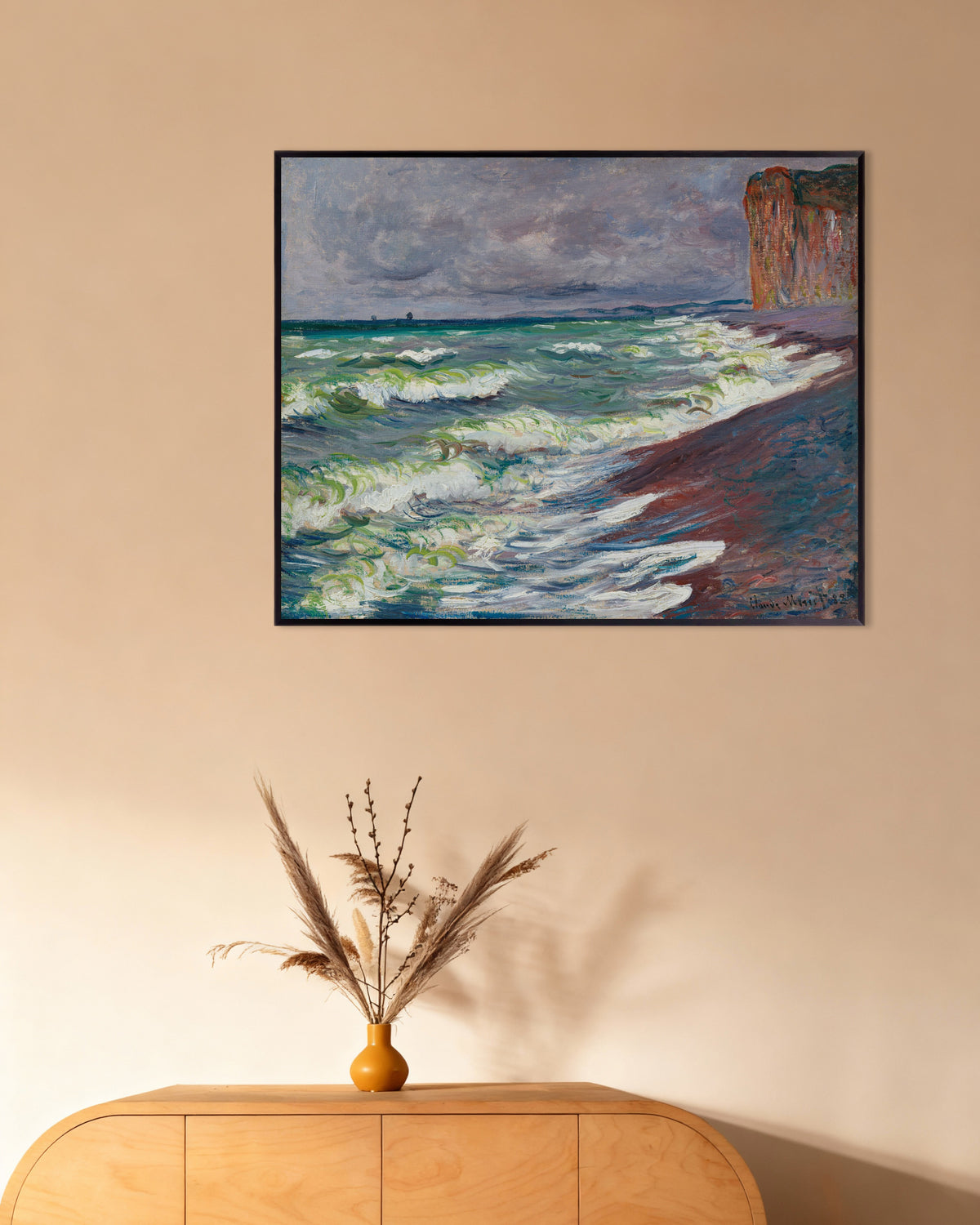 Plakat Wzburzone morze w Pourville (1882), Claude Monet, w metalowej ramie