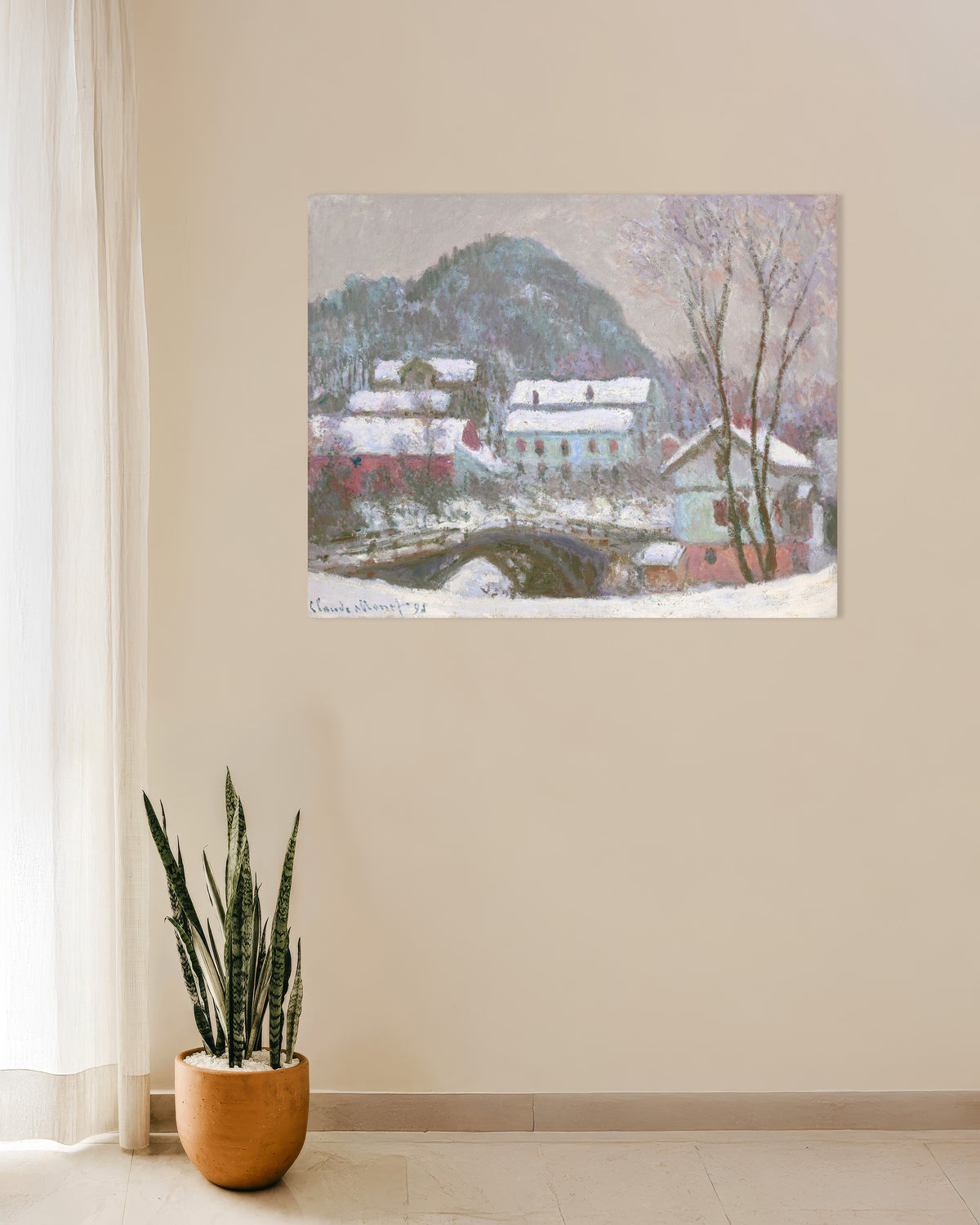 Plakat Sandvika, Norwegia, efekt śniegu (1895), Claude Monet