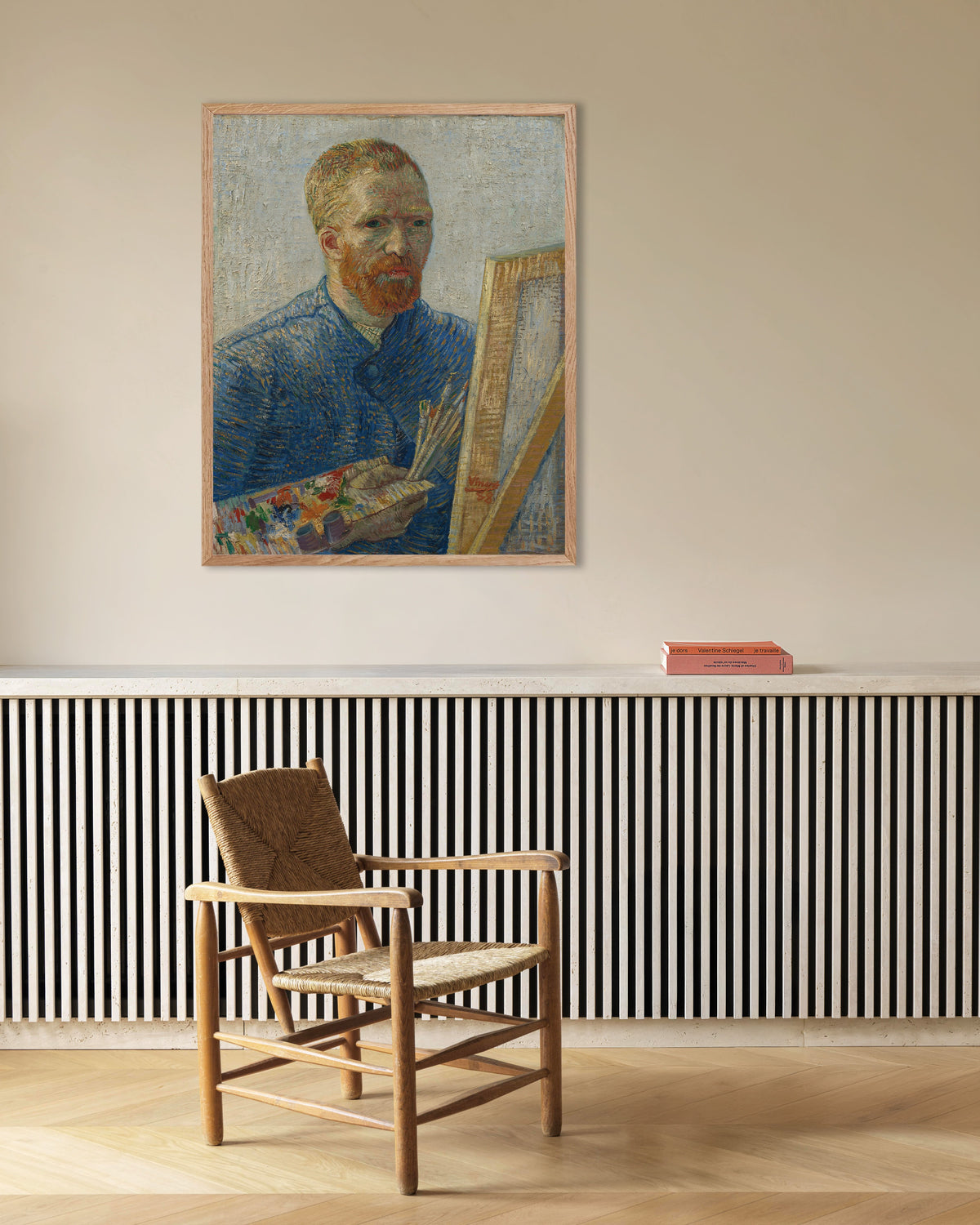 Plakat Autoportret jako malarz (1888), Vincent van Gogh, w ramie z naturalnego drewna