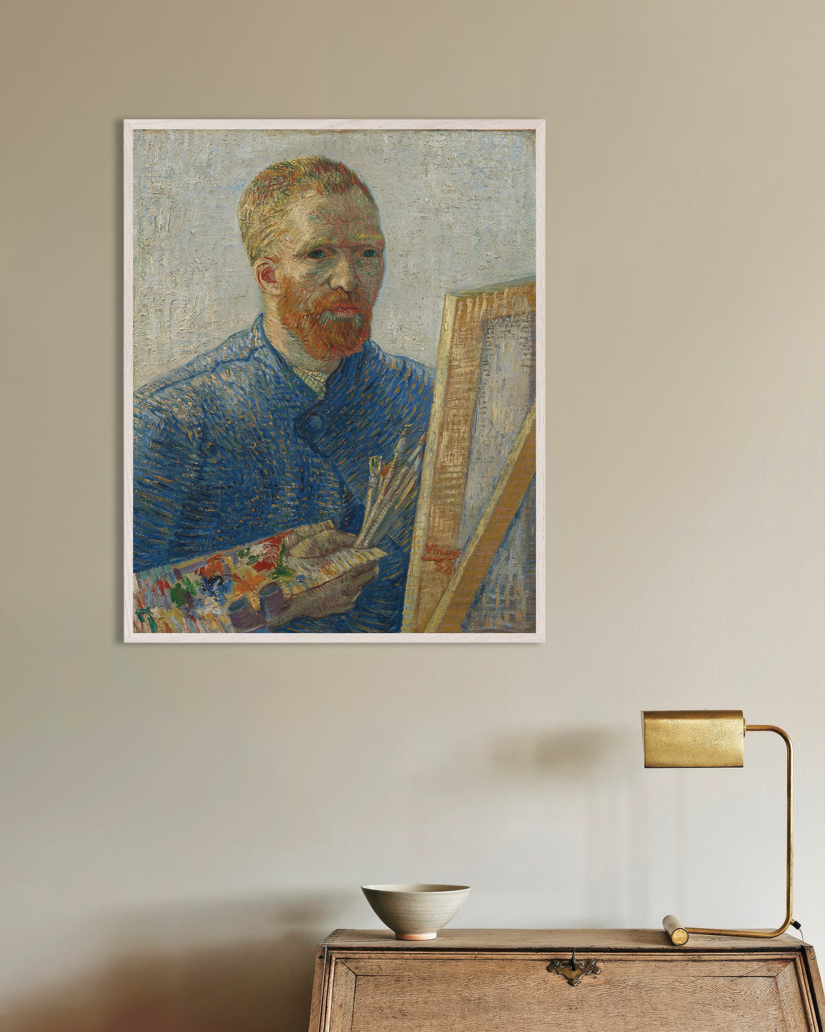 Plakat Autoportret jako malarz (1888), Vincent van Gogh, w białej drewnianej ramie