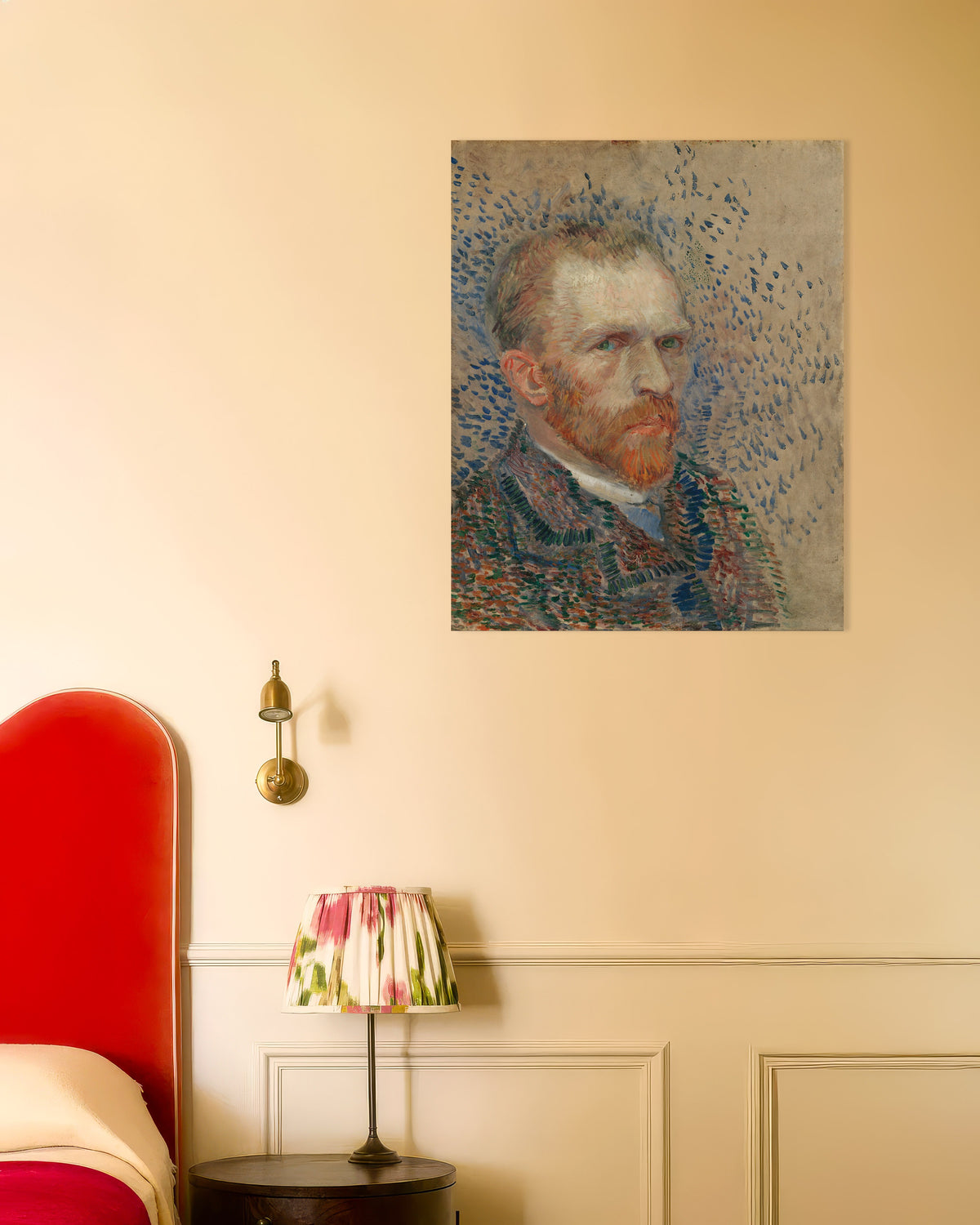 Plakat „Autoportret z niebieskimi kreskami (1887) Vincenta van Gogha”