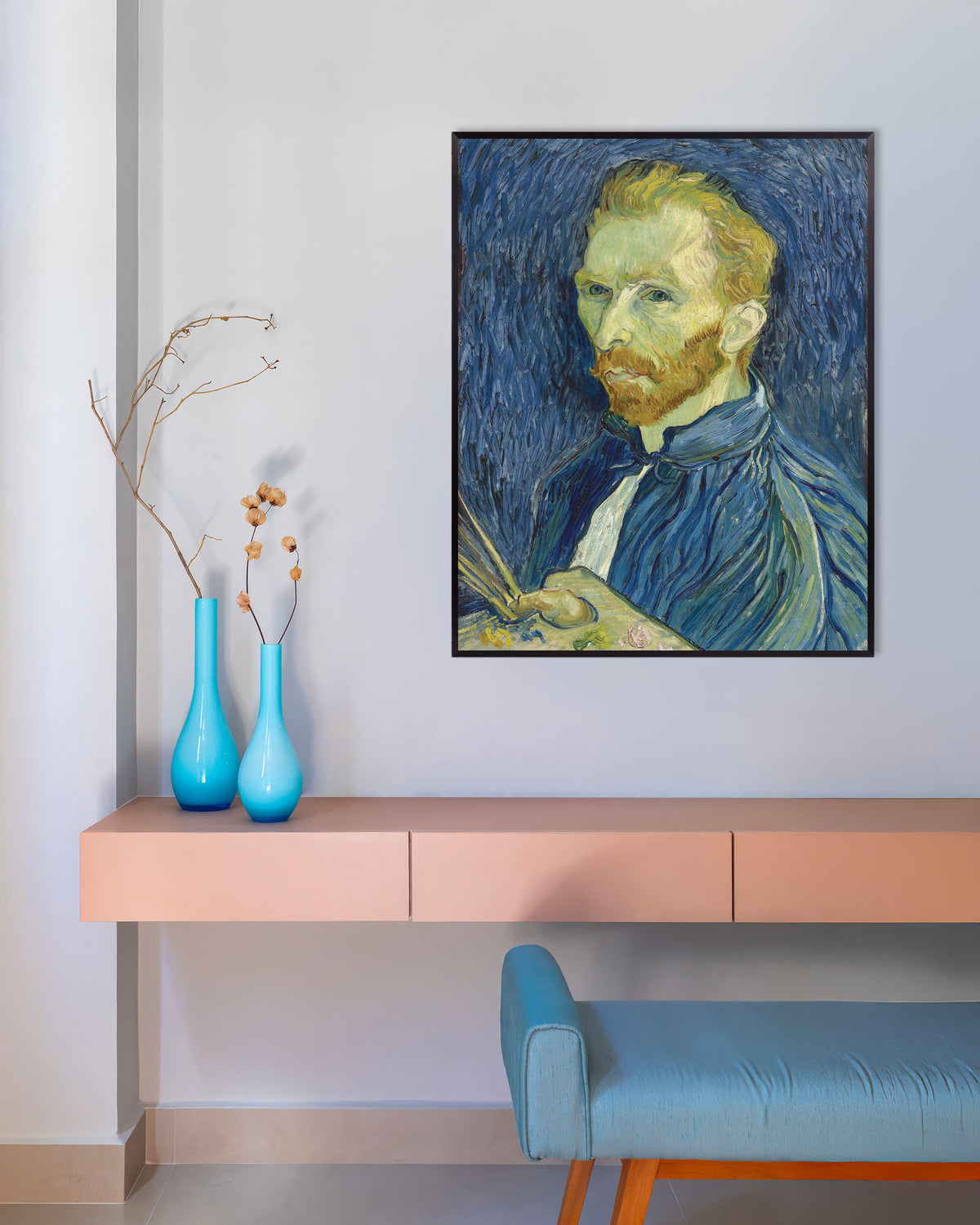Plakat „Autoportret z paletą (1889) Vincenta van Gogha” w metalowej ramie