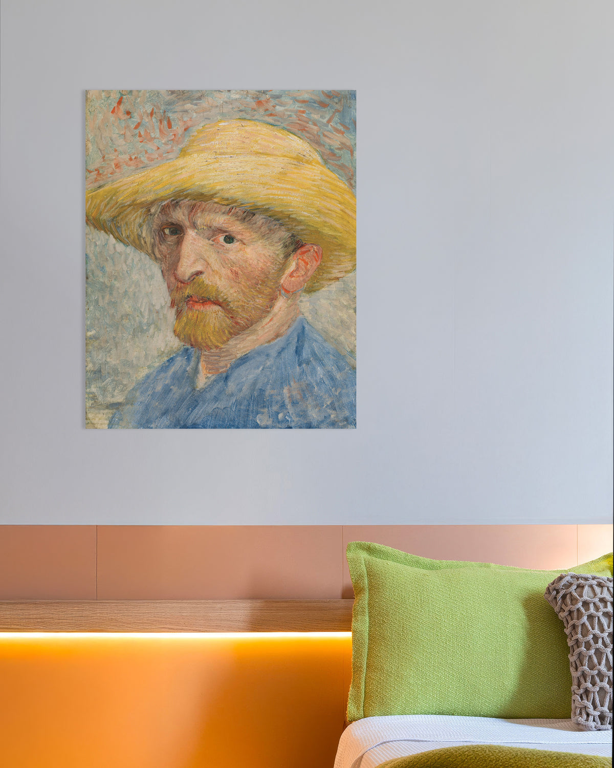 Plakat „Autoportret ze słomkowym kapeluszem i niebieską bluzą (1887), Vincent van Gogh”