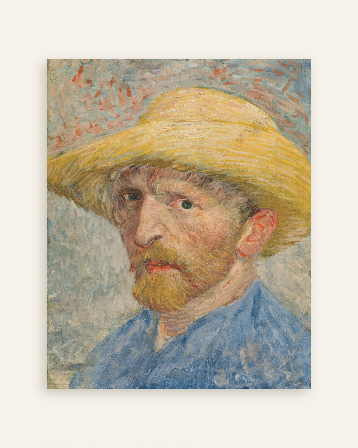 Plakat „Autoportret ze słomkowym kapeluszem i niebieską bluzą (1887), Vincent van Gogh”, miniatura