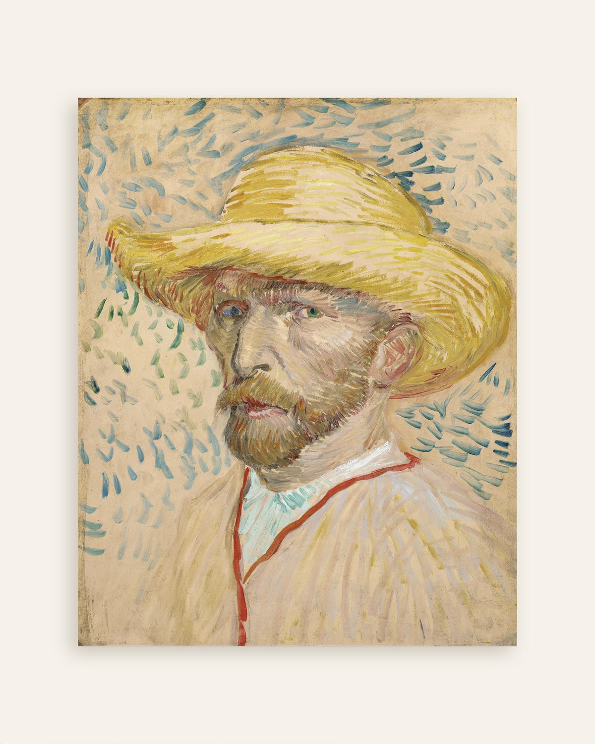 Miniatura plakatu „Autoportret w słomkowym kapeluszu i fartuchu malarskim (1887), Vincent van Gogh”