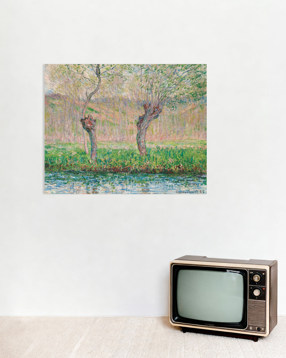 Plakat Wiosna, wierzby (1885), Claude Monet