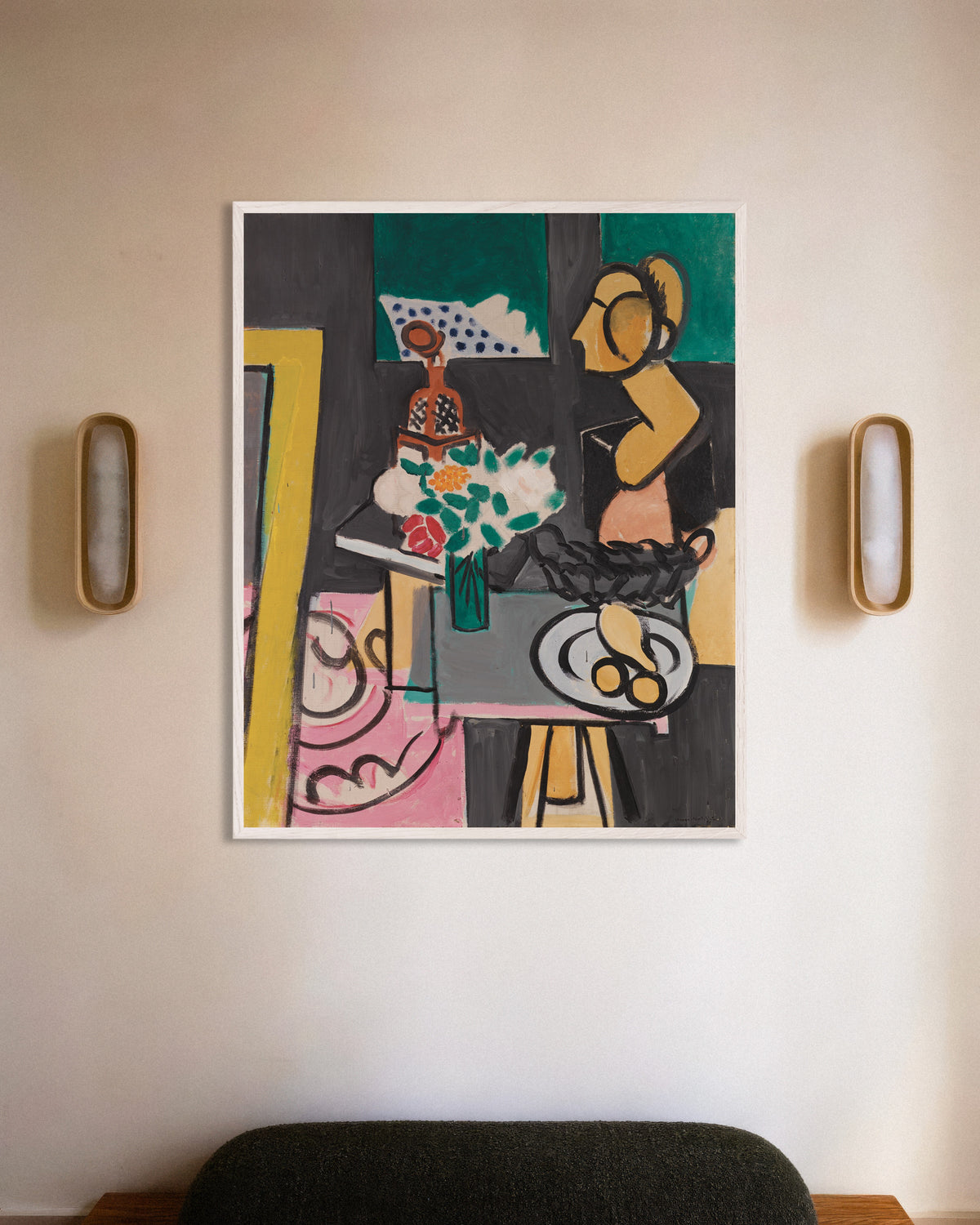 Plakat „Martwa natura z tykwami (1916), Henri Matisse” w białej drewnianej ramie