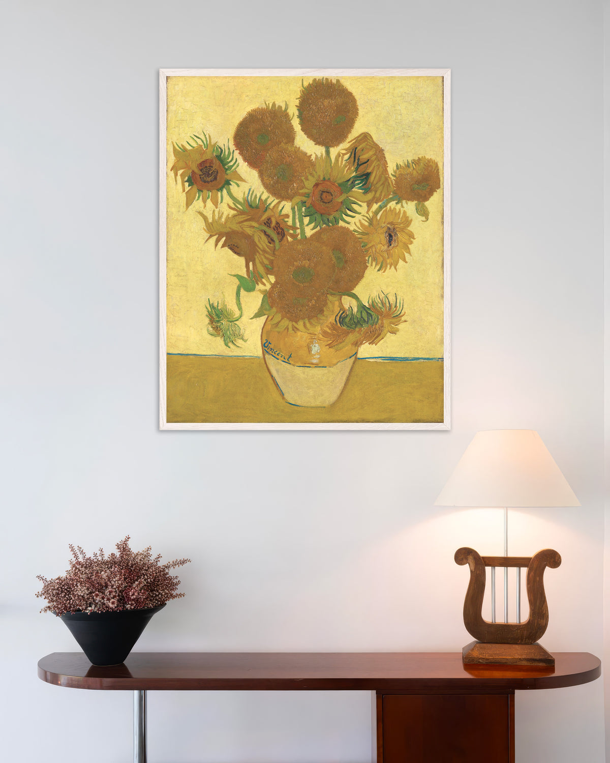 Plakat „Słoneczniki” (1888), Vincent van Gogh, w białej drewnianej ramie