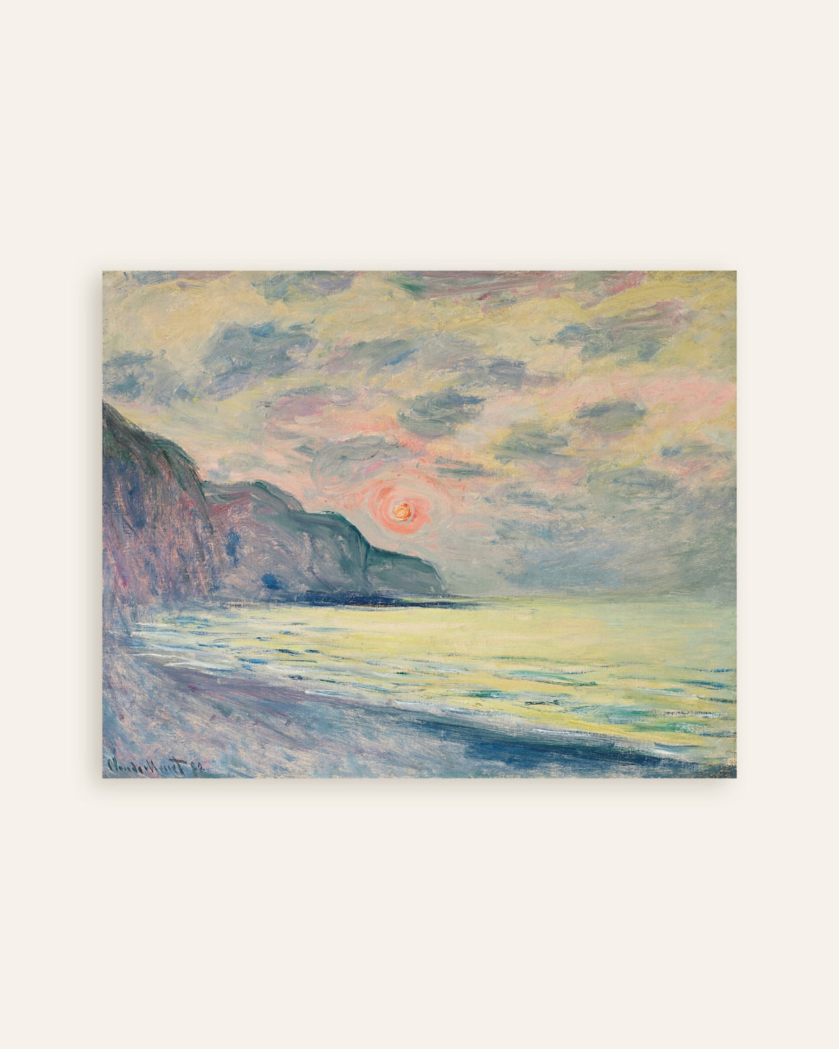 Plakat Zachód słońca, mglista pogoda, Pourville (1882), Claude Monet, miniatura