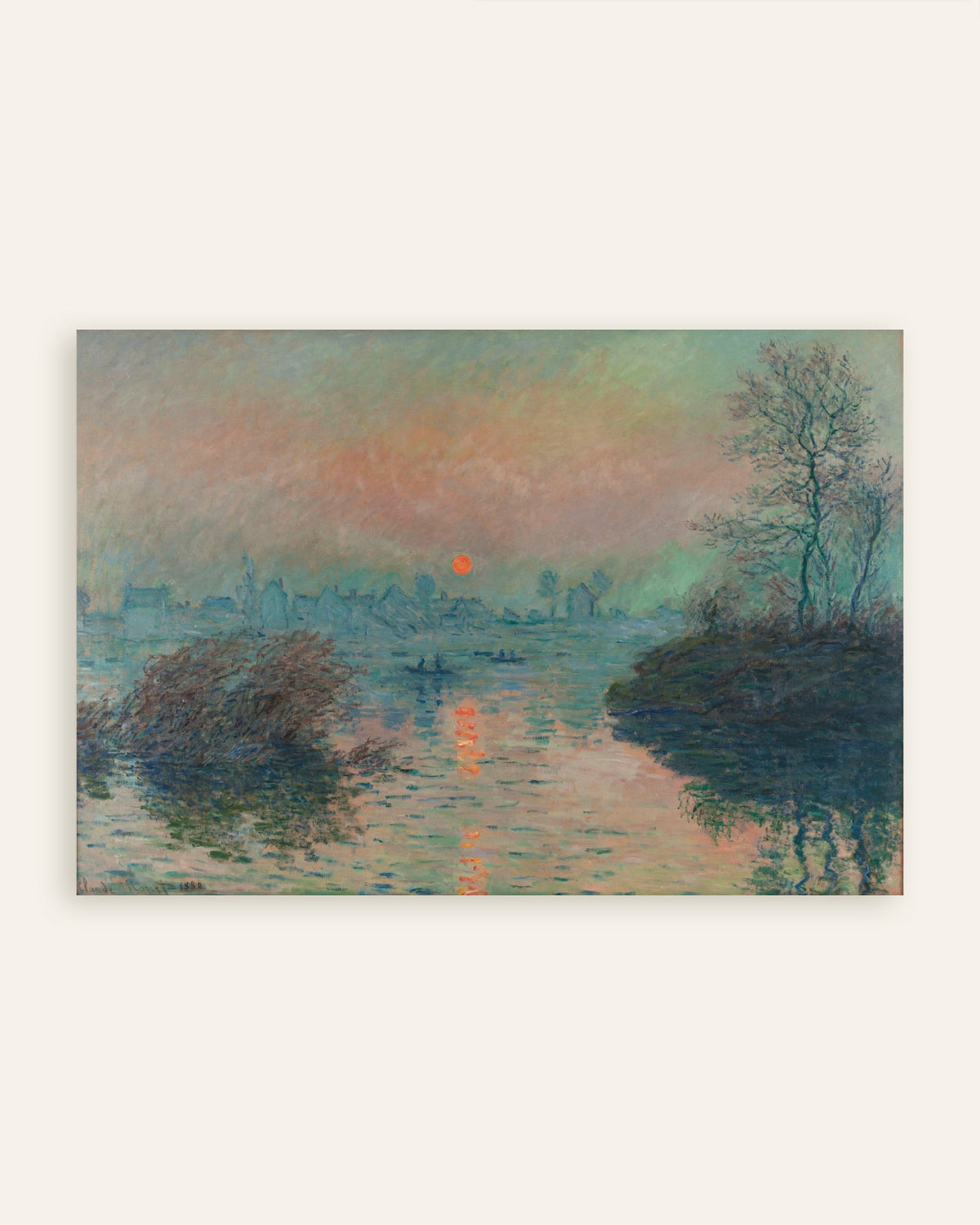 Plakat Zachód słońca nad Sekwaną w Lavacourt, efekt zimowy (1880), Claude Monet, miniatura