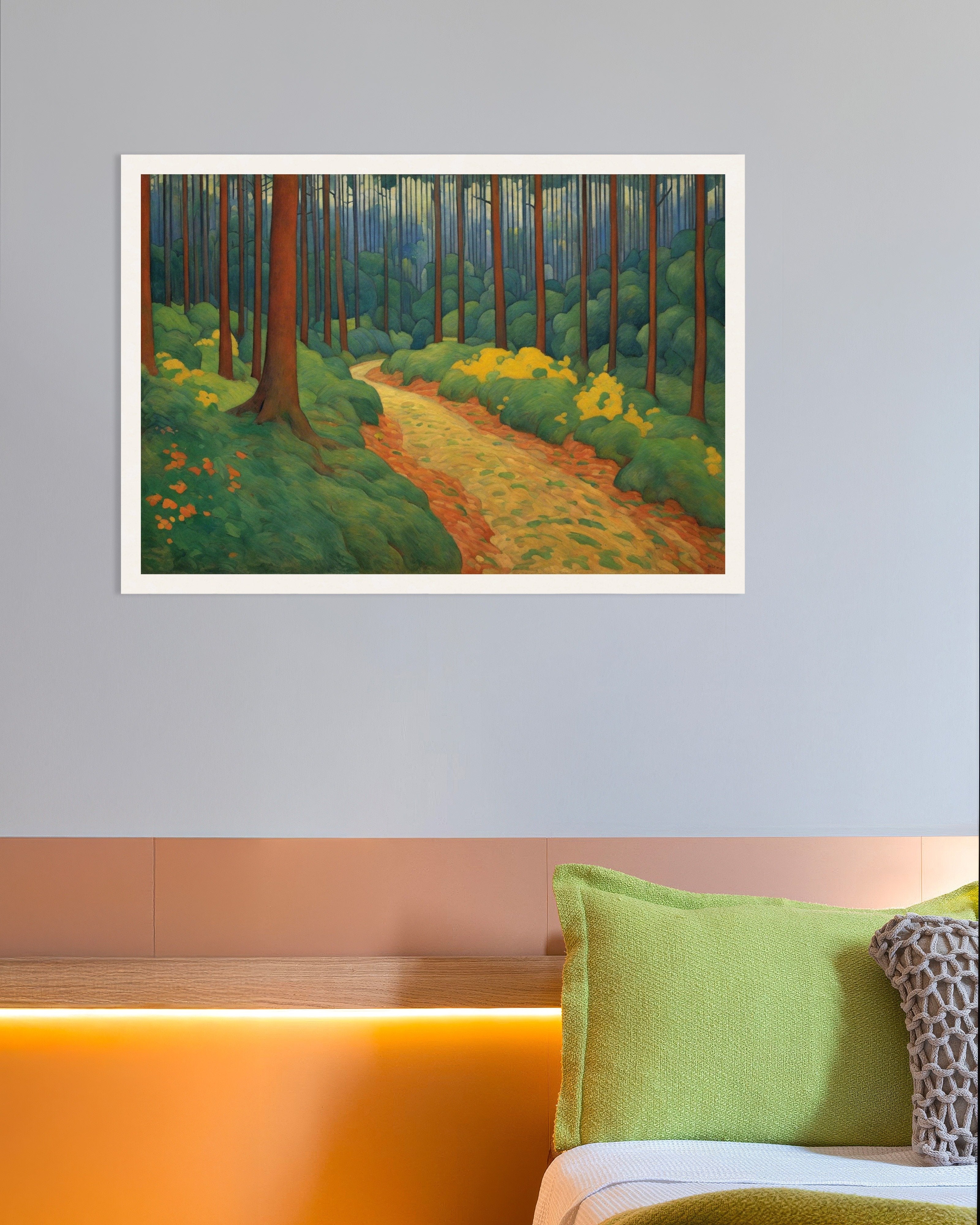 Poster of Symbolism with bright colors and simplified shapes, Forest - Poster