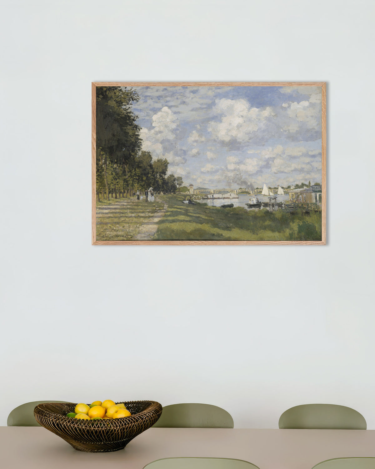 Plakat Basen w Argenteuil (ok. 1872), Claude Monet, w ramie z naturalnego drewna