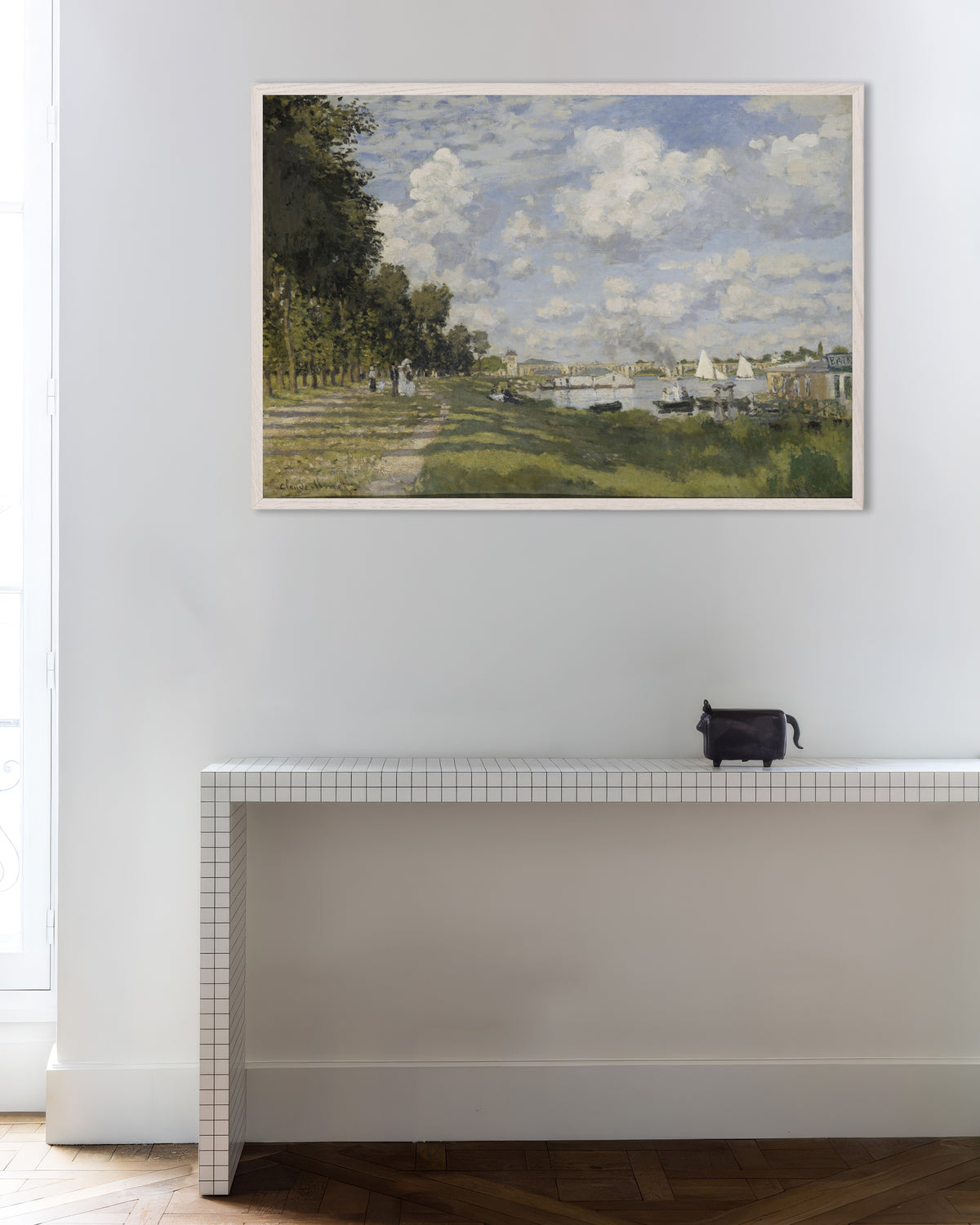Plakat Basen w Argenteuil (ok. 1872), Claude Monet, w białej drewnianej ramie