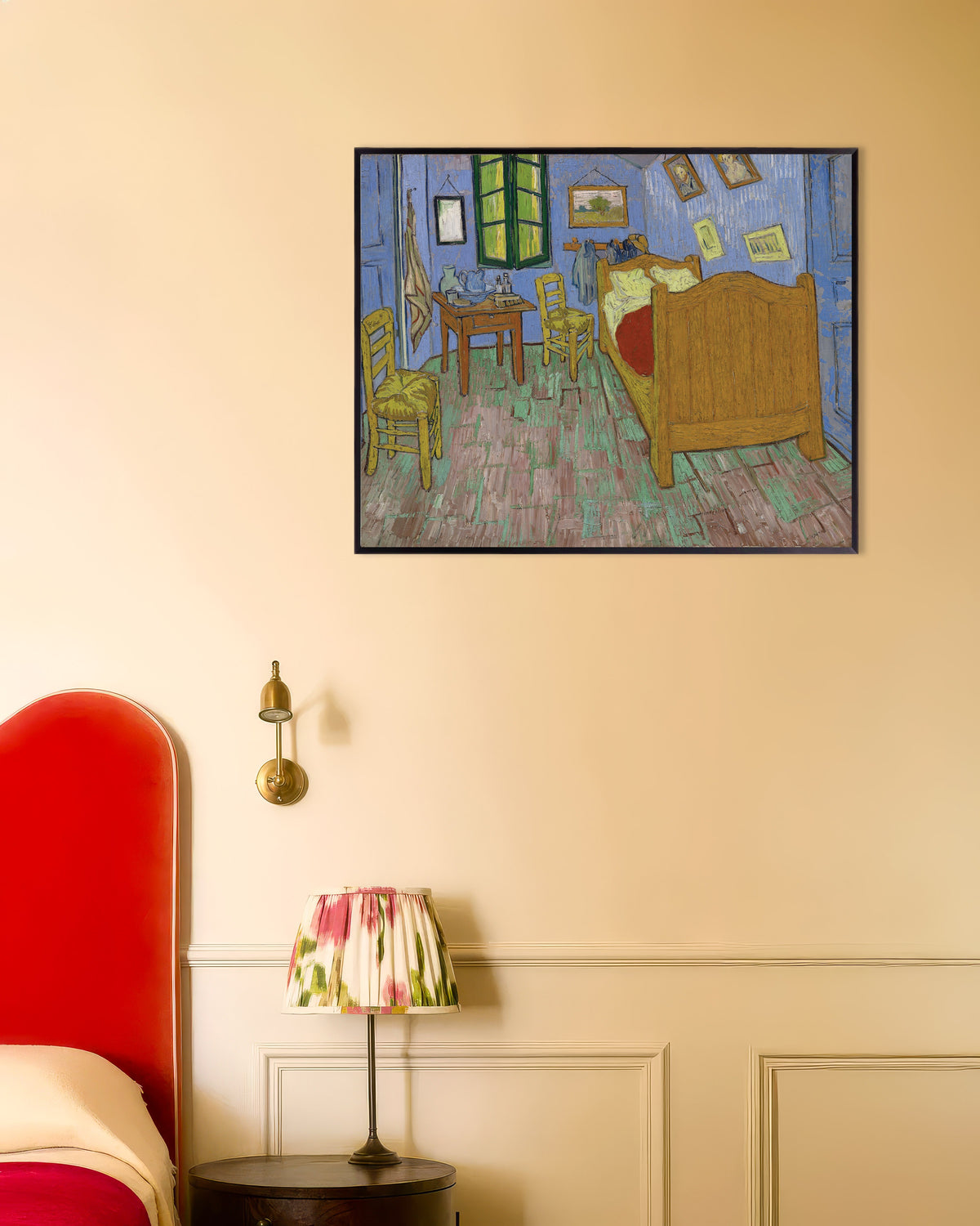 Plakat „Sypialnia, wersja z Saint-Rémy (1889), Vincent van Gogh” w metalowej ramie