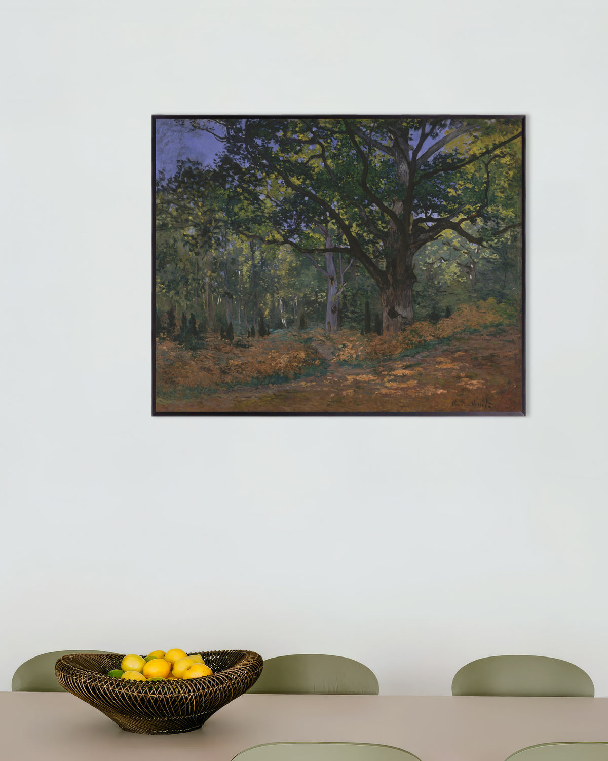 Plakat Dąb Bodmera, las Fontainebleau (1865), Claude Monet, w metalowej ramie