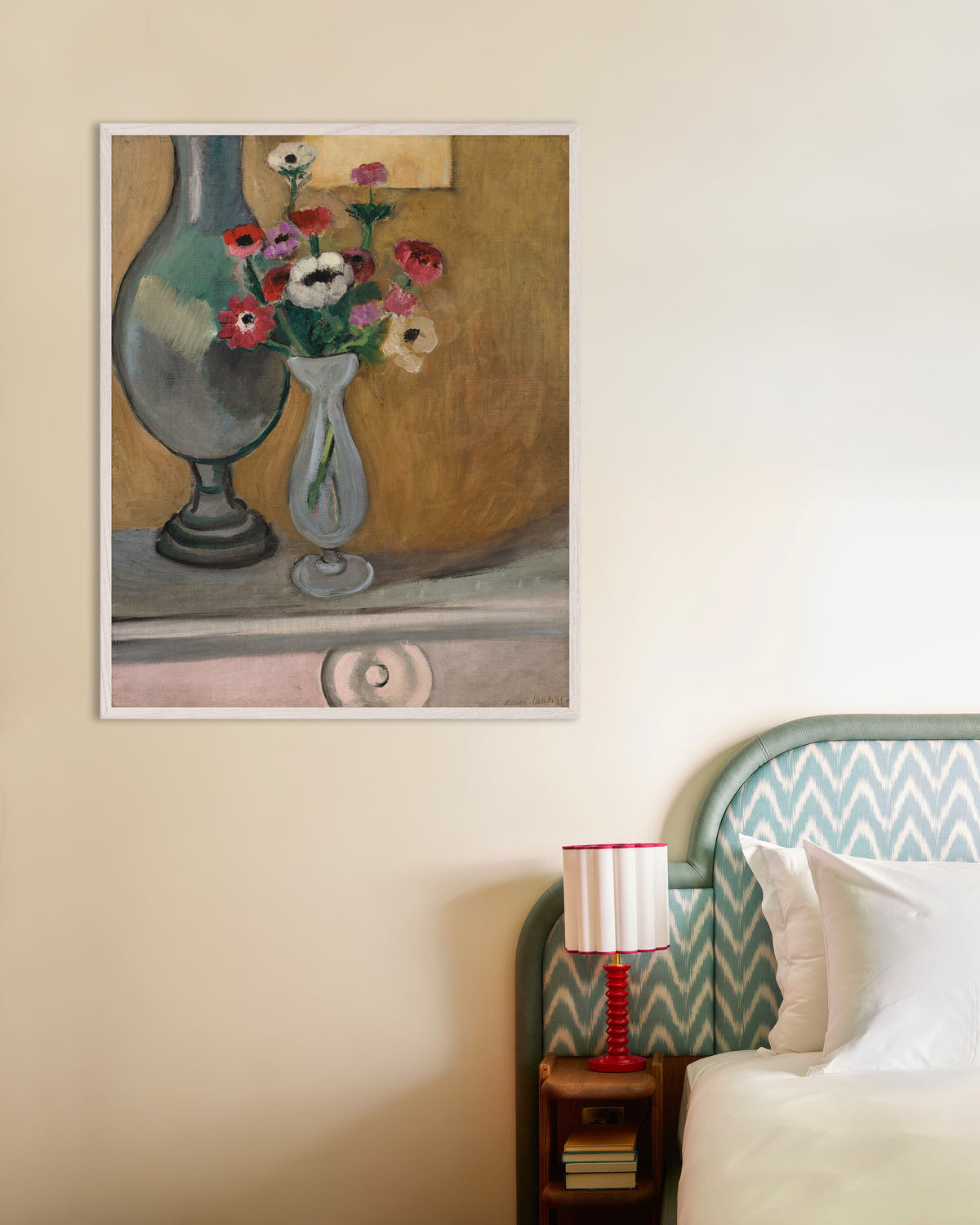 Plakat „Bukiet anemonów (1918), Henri Matisse” w białej drewnianej ramie