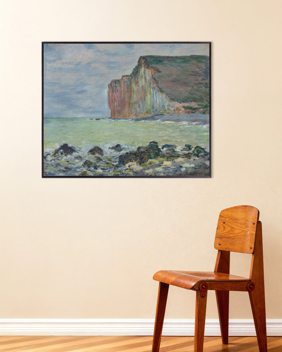 Plakat Klif w Les Petites-Dalles (1881), Claude Monet, w metalowej ramie