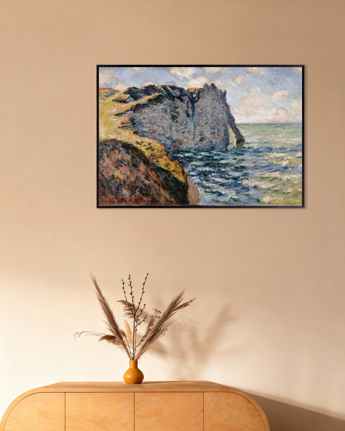 Plakat Klif Aval, Étretat (1885), Claude Monet, w metalowej ramie