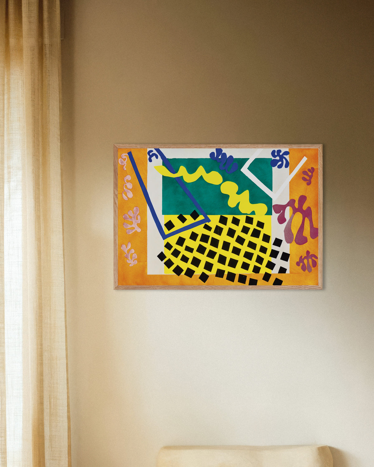 Plakat Codomas (Jazz, 1947) Henriego Matisse'a w ramie z naturalnego drewna