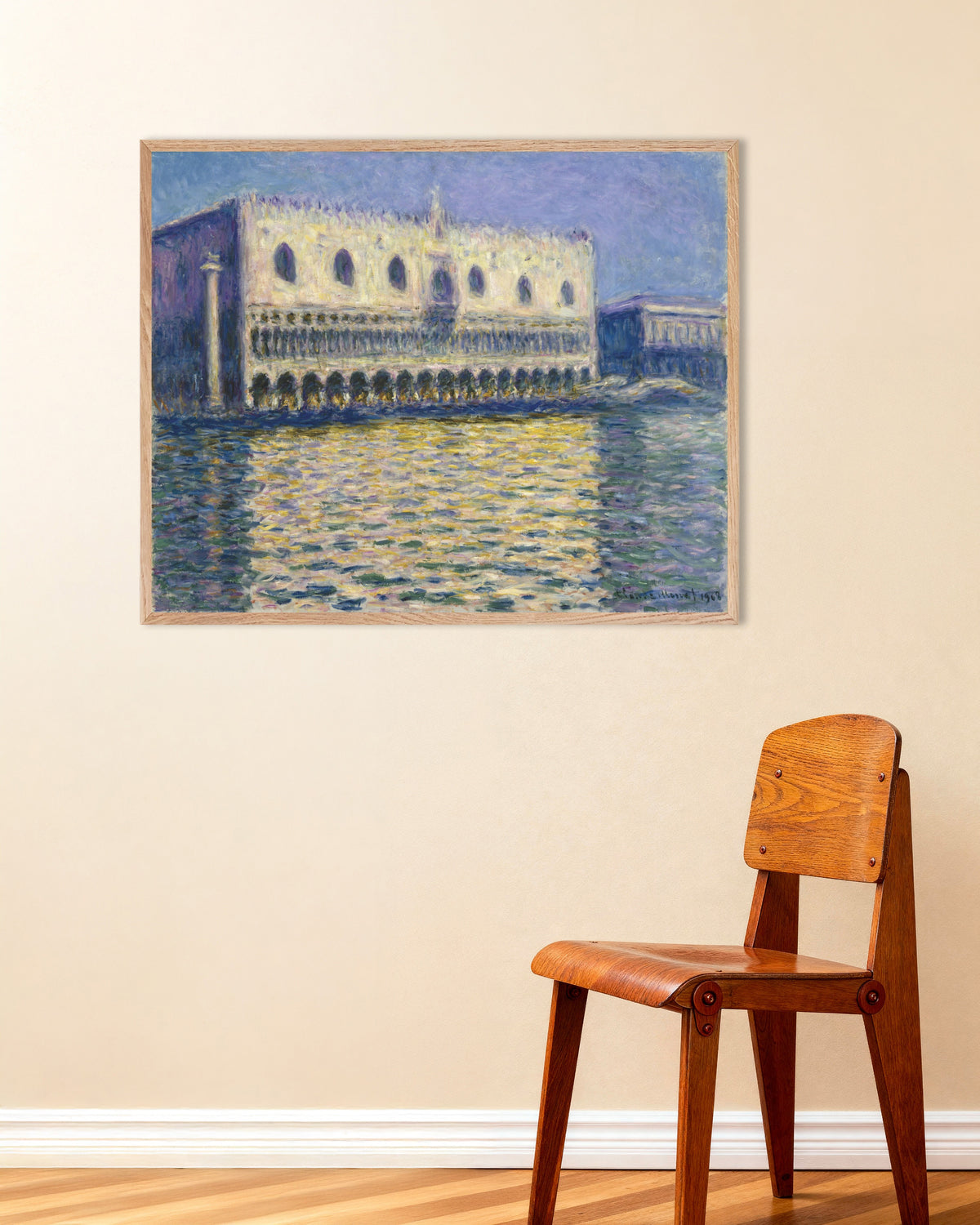 Plakat Pałac Dożów (1908), Claude Monet, w ramie z naturalnego drewna