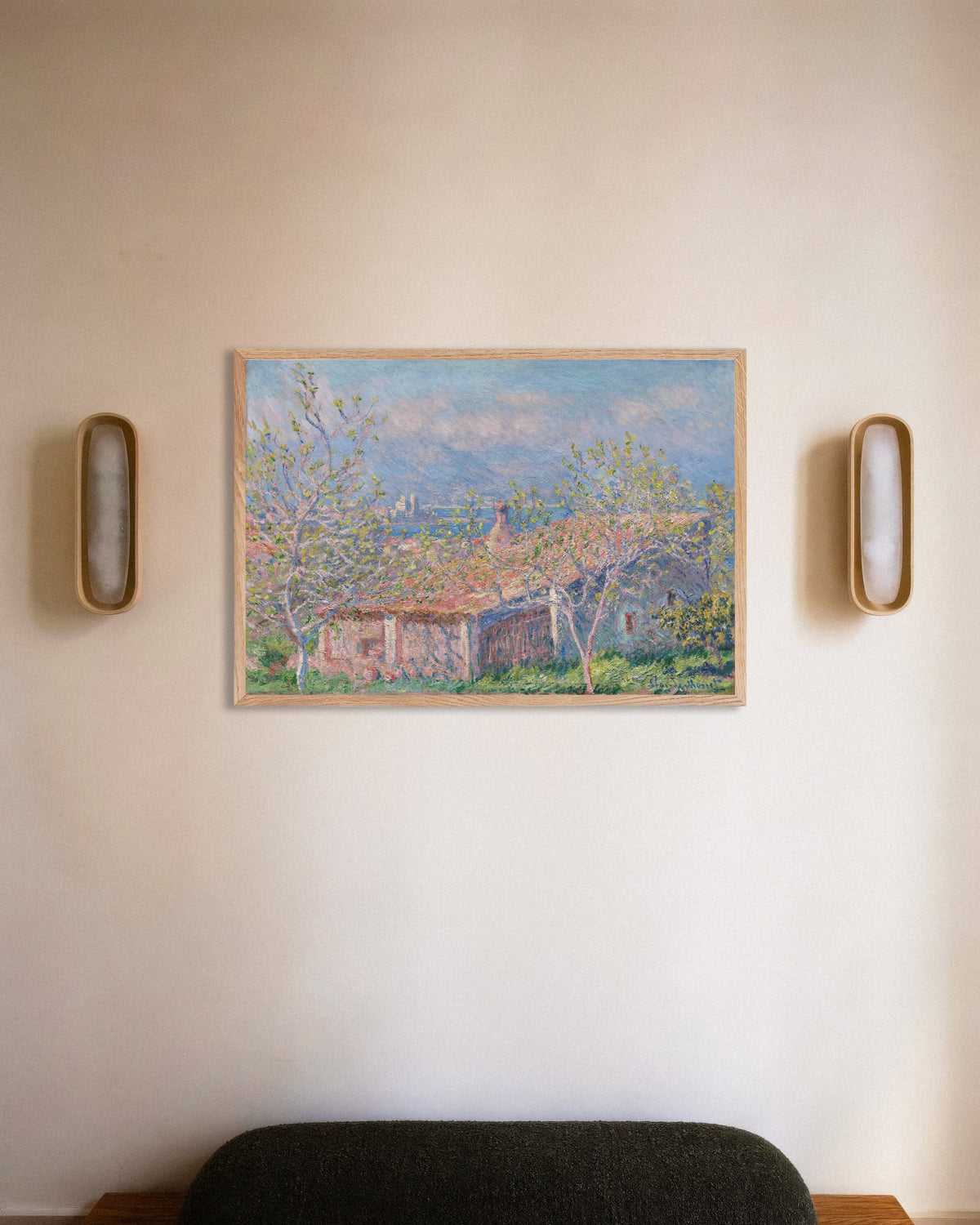 Plakat Dom ogrodnika w Antibes (1888), Claude Monet, w ramie z naturalnego drewna