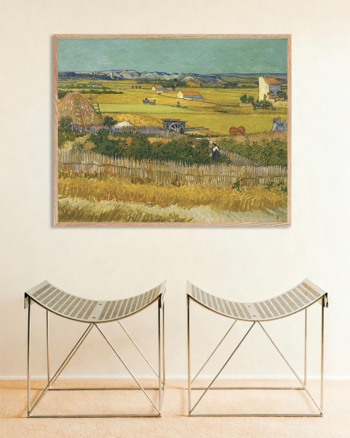Plakat „Żniwa (1888), Vincent van Gogh” w ramie z naturalnego drewna