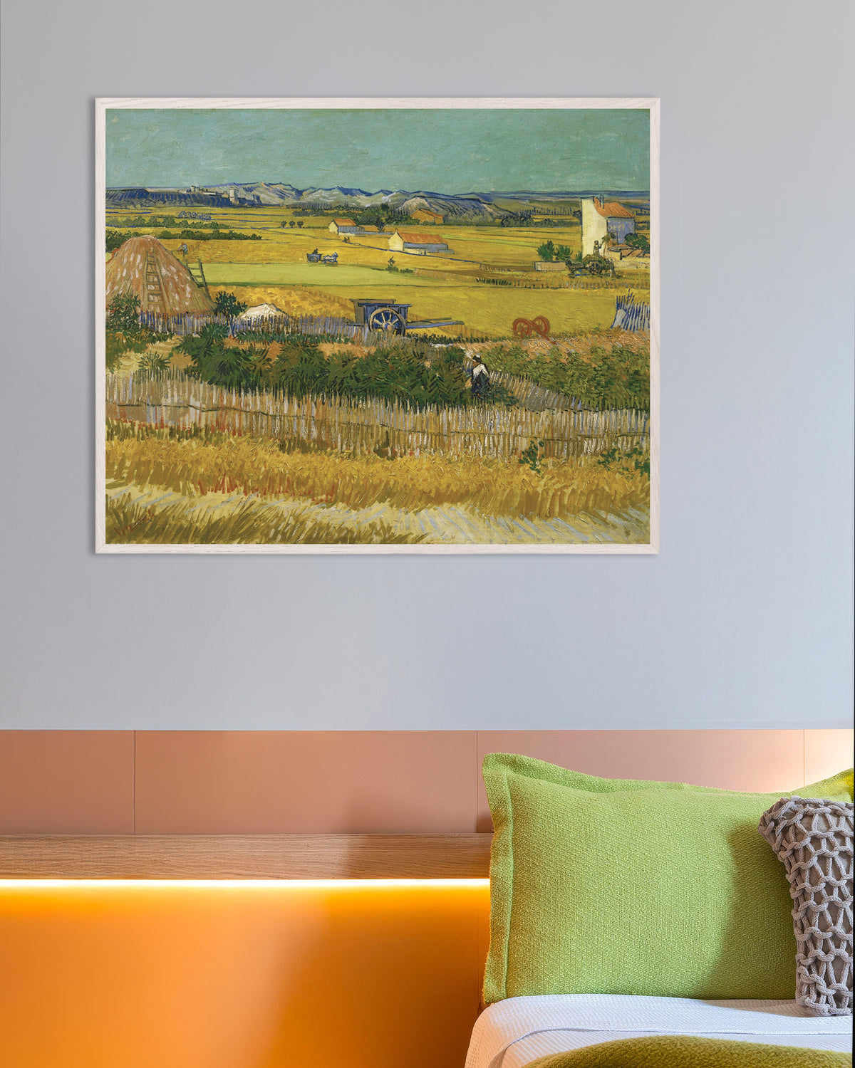 Plakat „Żniwa (1888), Vincent van Gogh” w białej drewnianej ramie