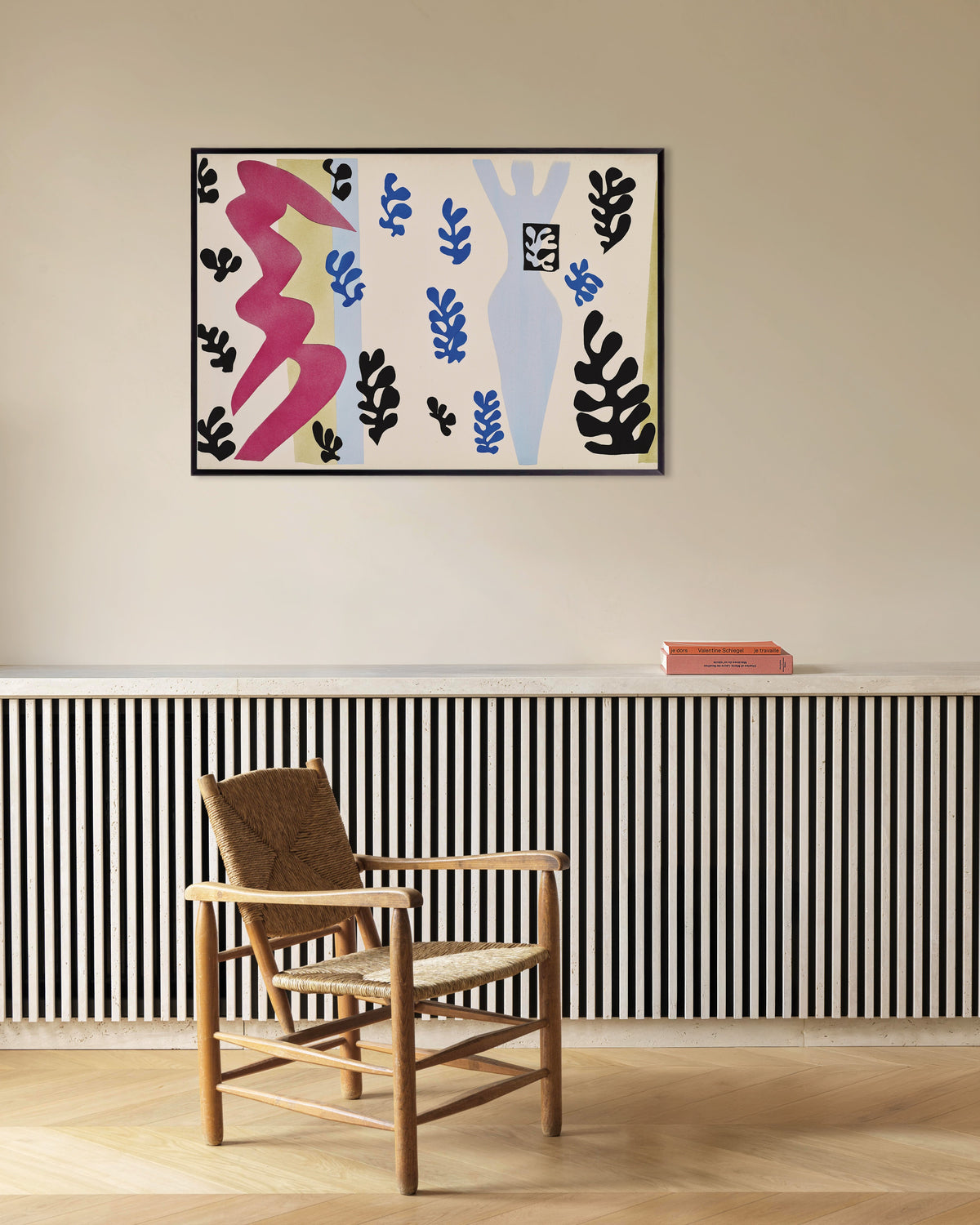 Plakat „Rzucający nożami (Jazz, 1947) Henri Matisse’a” w metalowej ramie