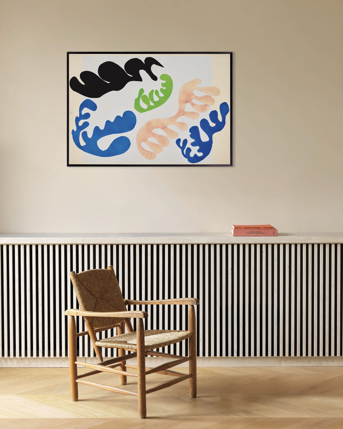 Plakat „Laguna w błękicie i koralu (Jazz, 1947) autorstwa Henri Matisse'a” w metalowej ramie