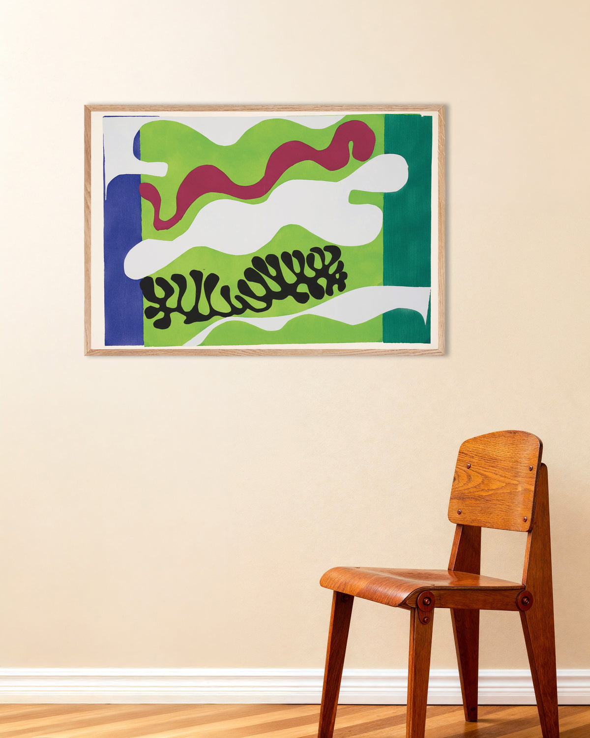 Plakat „Laguna w zieleni (Jazz, 1947) Henri Matisse’a” w ramie z naturalnego drewna