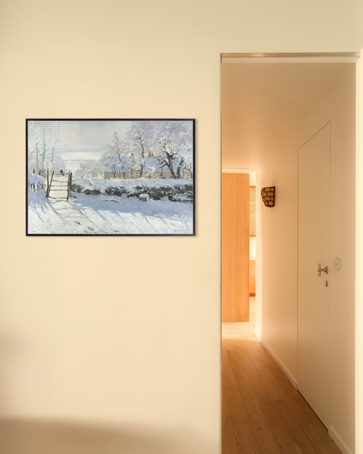 Plakat Sroka (1868–1869), Claude Monet, w metalowej ramie