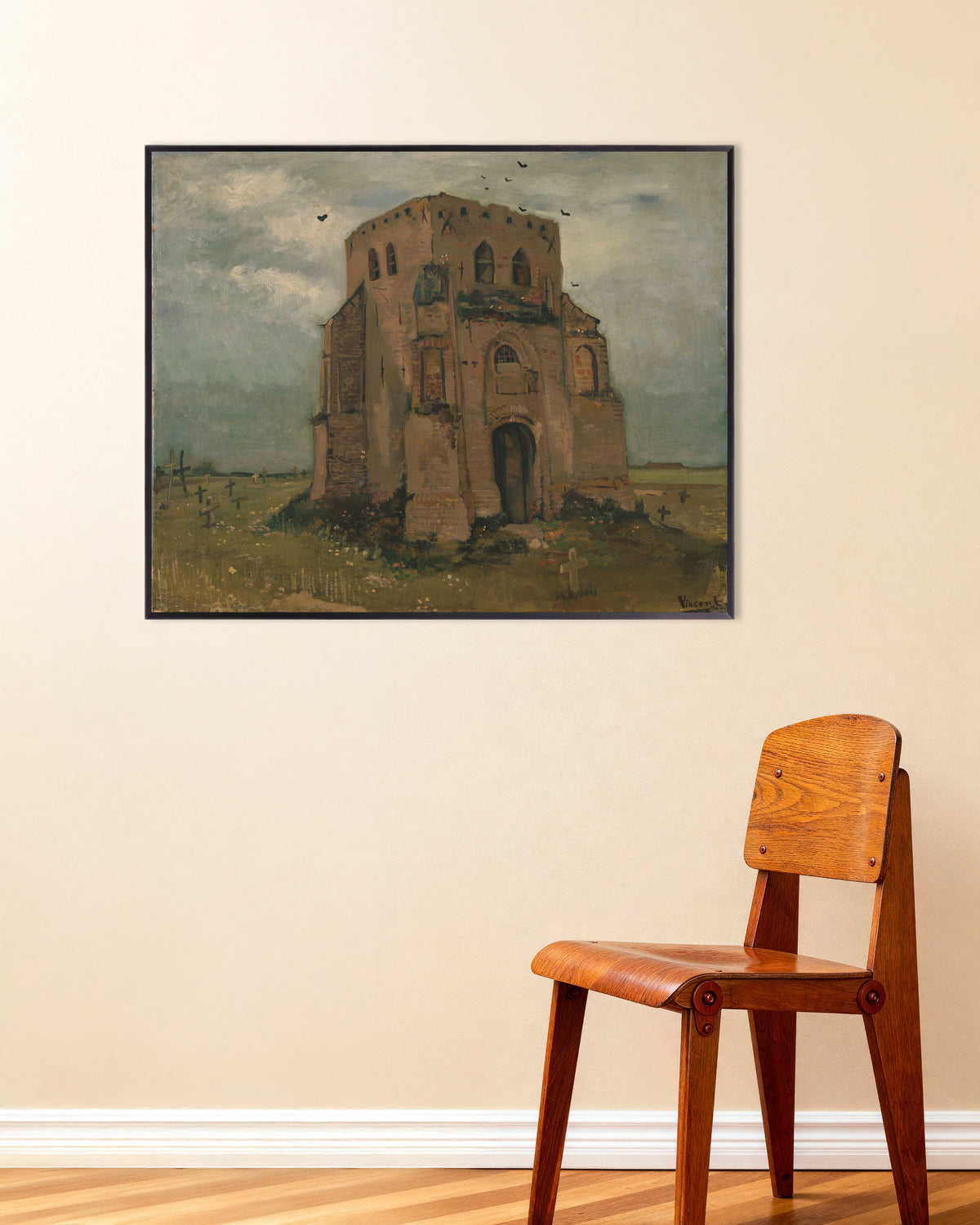Plakat „Stara wieża kościelna w Nuenen (1885), Vincent van Gogh” w metalowej ramie