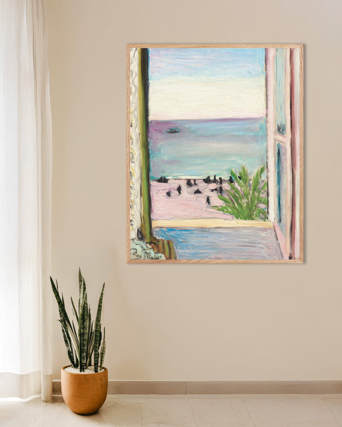 Plakat Otwarte okno (1918), Henri Matisse, w ramie z naturalnego drewna