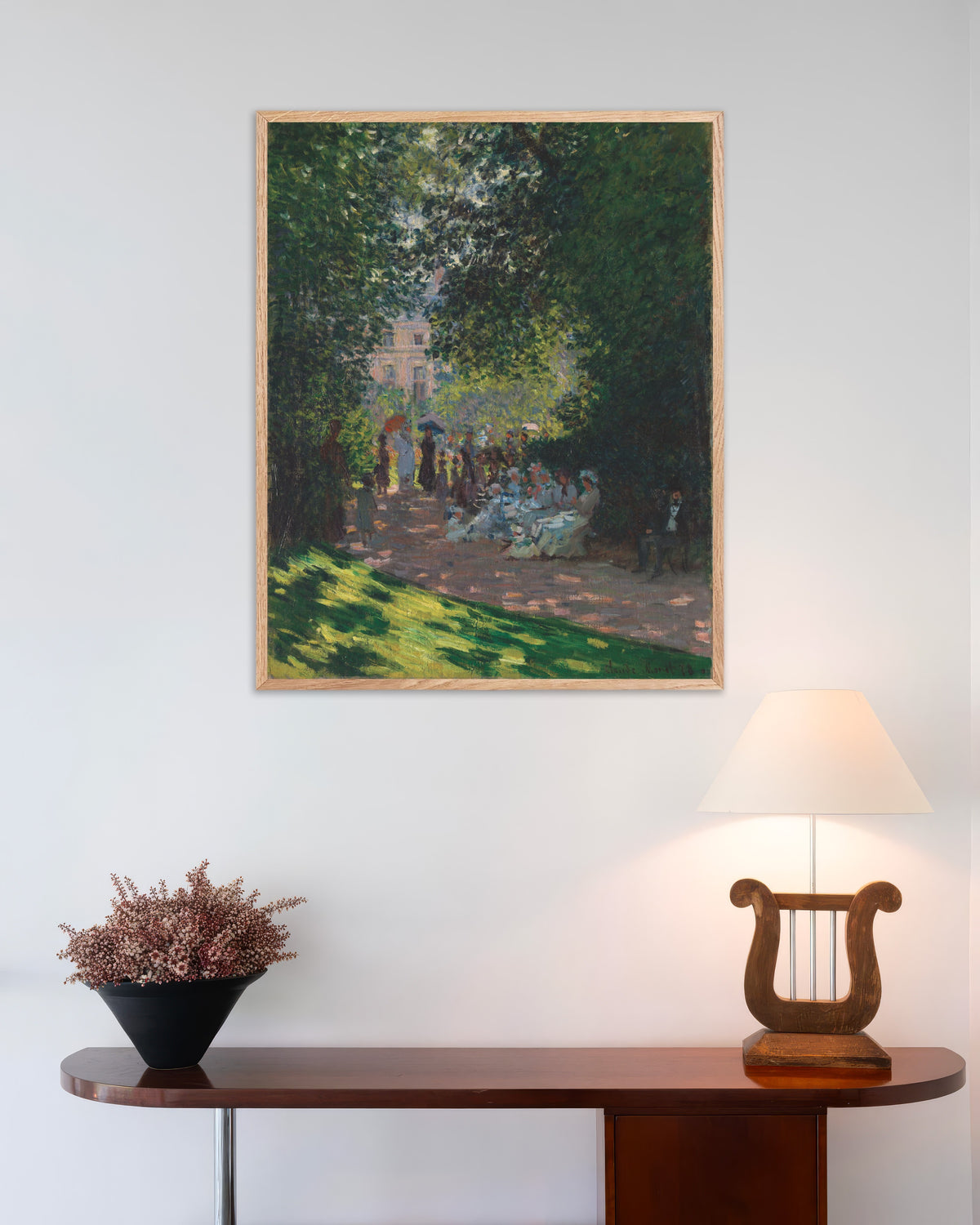 Plakat Park Monceau (1878), Claude Monet, w ramie z naturalnego drewna