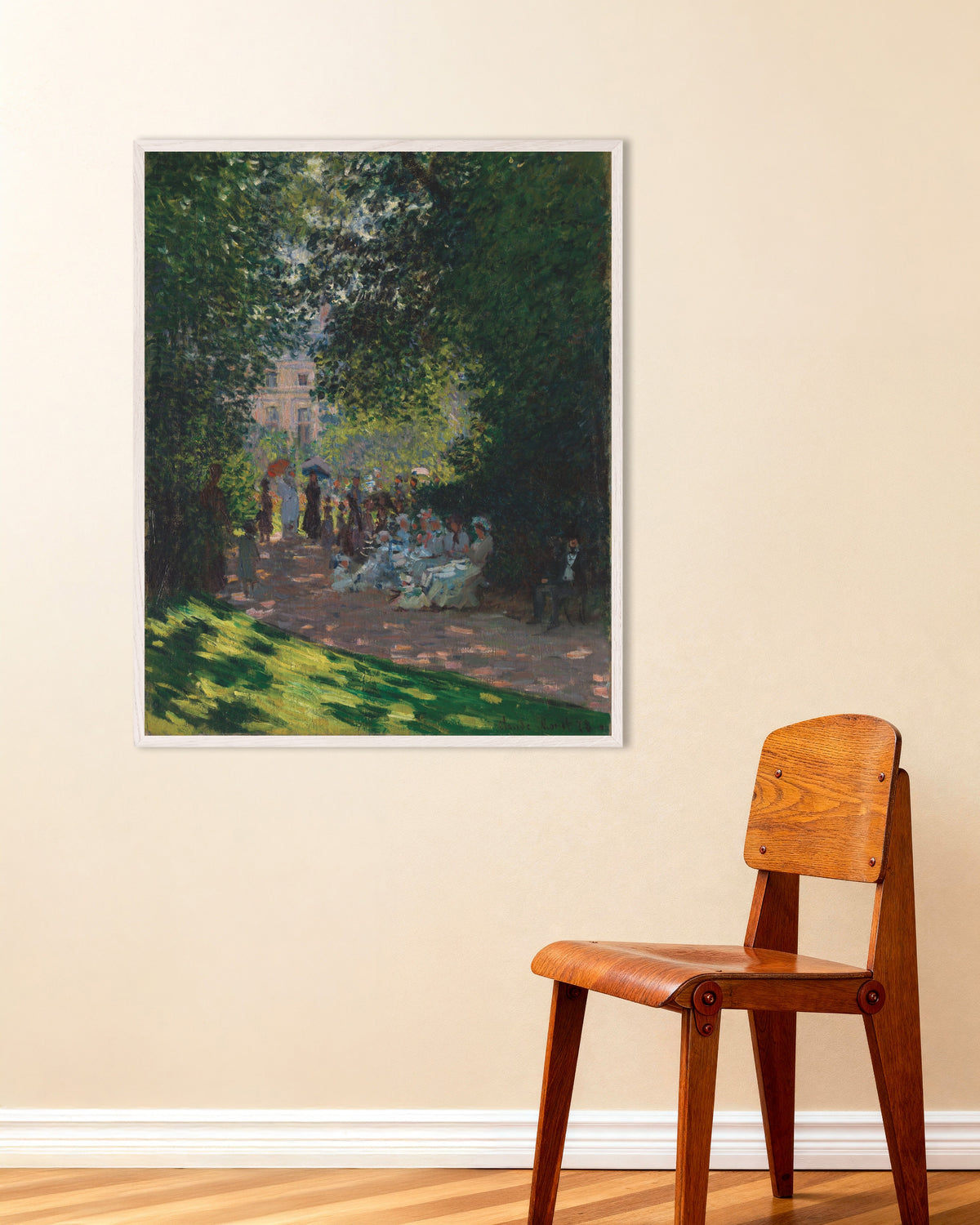 Plakat Park Monceau (1878), Claude Monet, w białej drewnianej ramie