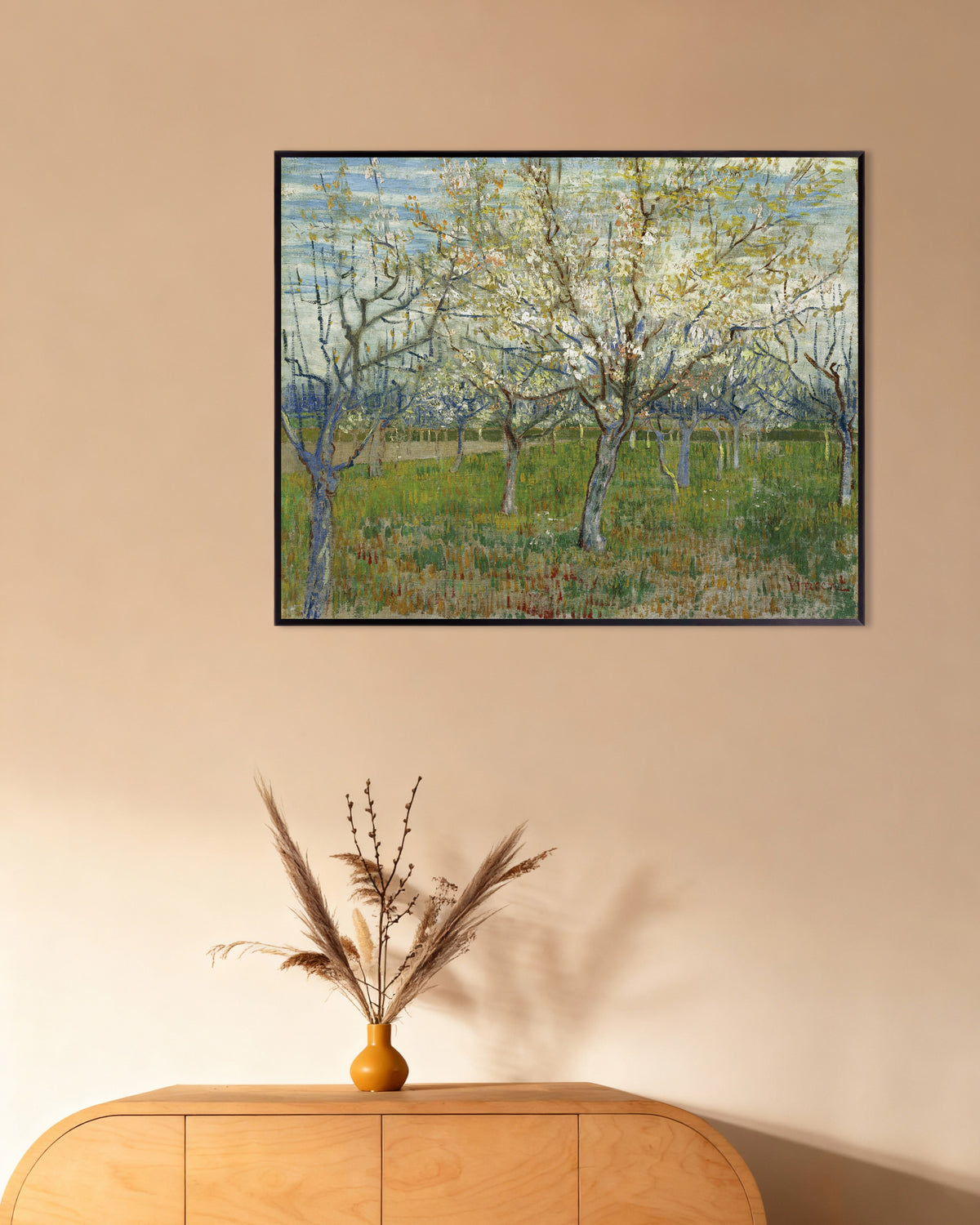 Plakat Różowy sad (1888), Vincent van Gogh, w metalowej ramie