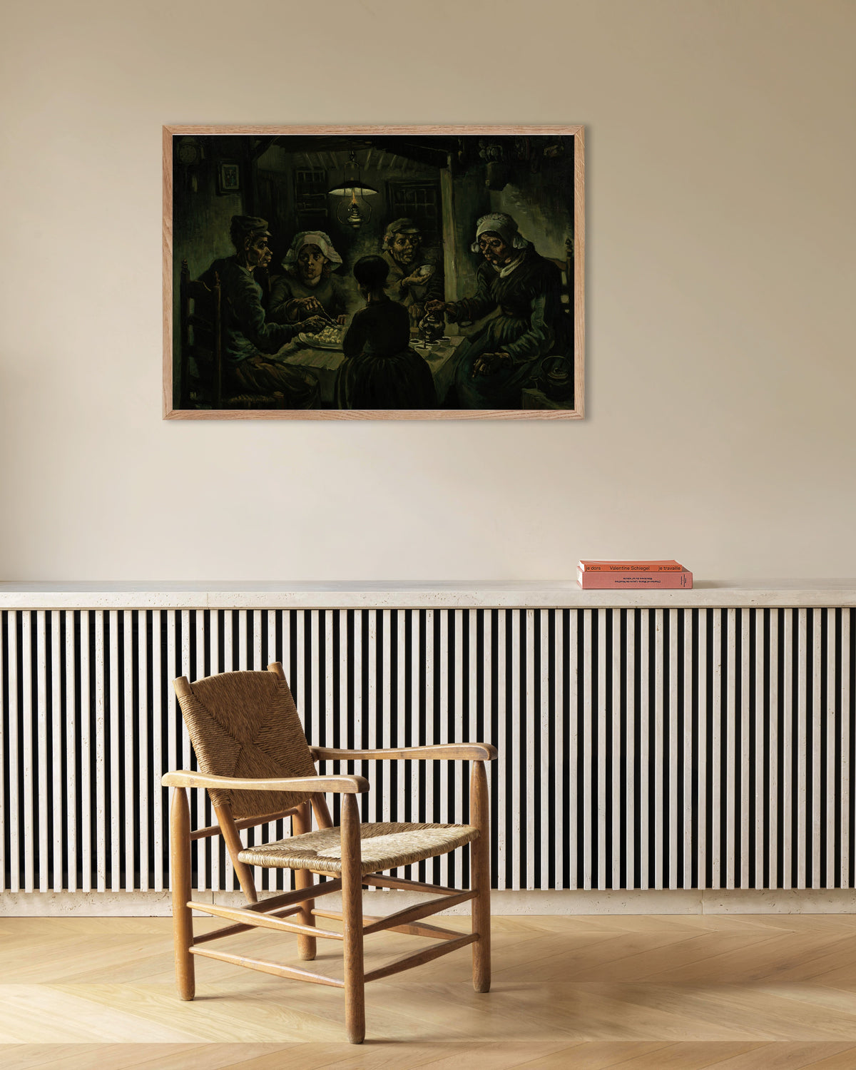 Plakat „Jedzący kartofle” (1885), Vincent van Gogh, w ramie z naturalnego drewna