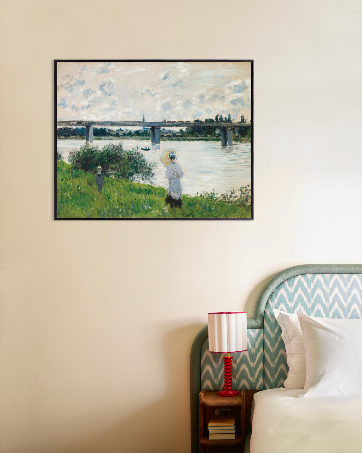 Plakat Spacer przy moście kolejowym, Argenteuil (1874), Claude Monet, w metalowej ramie