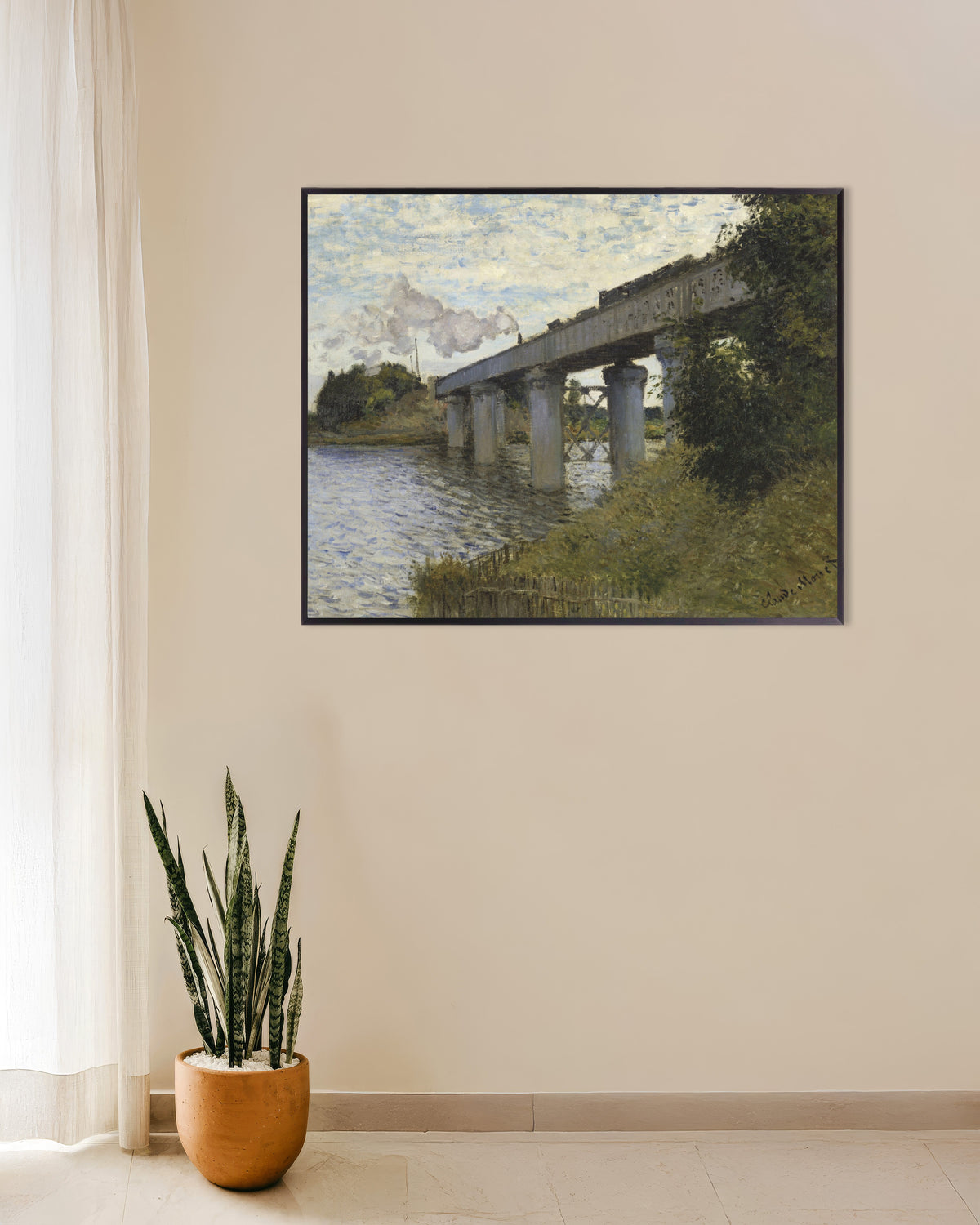 Plakat Most kolejowy w Argenteuil (1873–1874), Claude Monet, w metalowej ramie