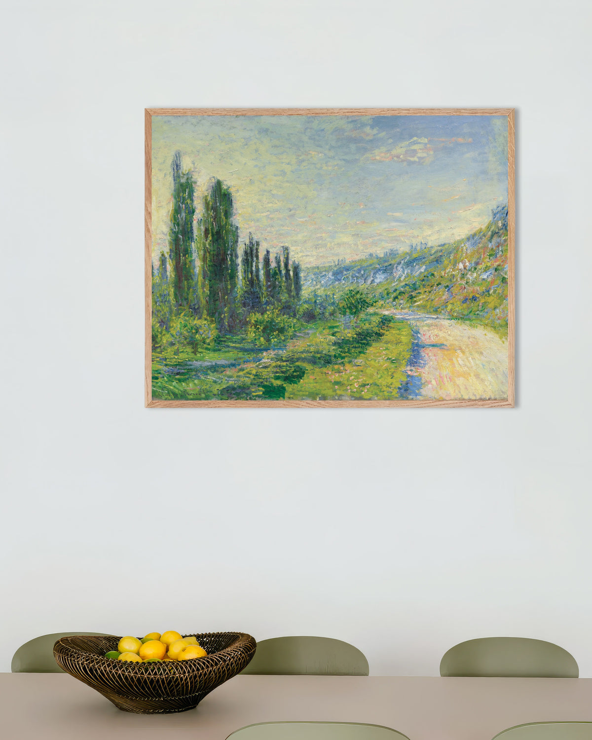 Plakat Droga w Vétheuil (ok. 1880), Claude Monet, w ramie z naturalnego drewna