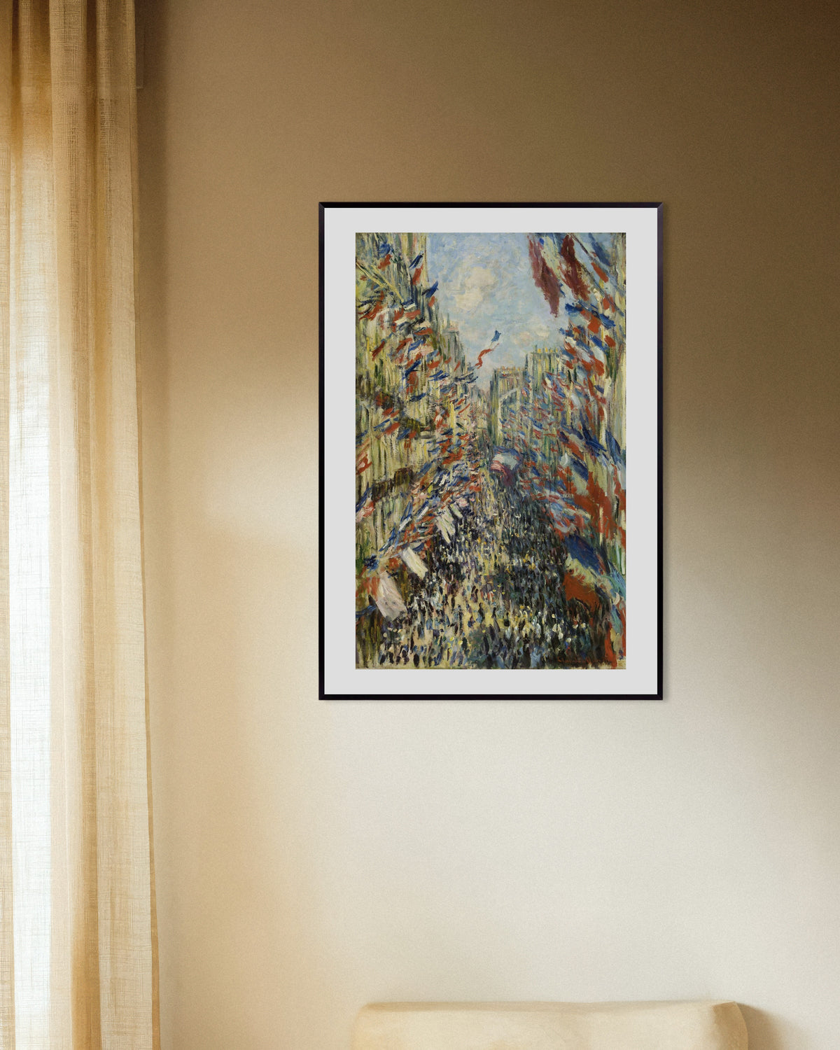 Plakat Ulica Montorgueil w Paryżu, święto 30 czerwca 1878, Claude Monet, w metalowej ramie