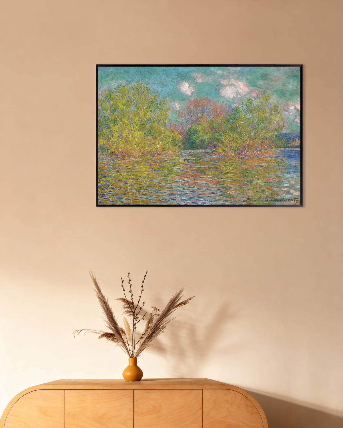 Plakat Sekwana koło Giverny (1888), Claude Monet, w metalowej ramie