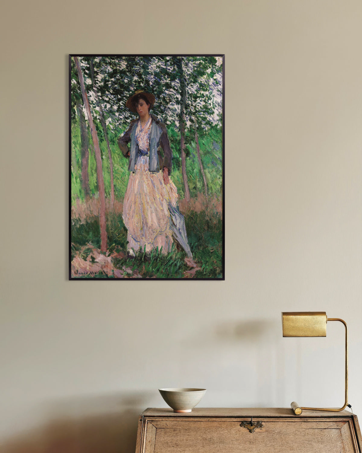 Plakat Spacerowiczka, Suzanne Hoschedé (1887), Claude Monet, w metalowej ramie
