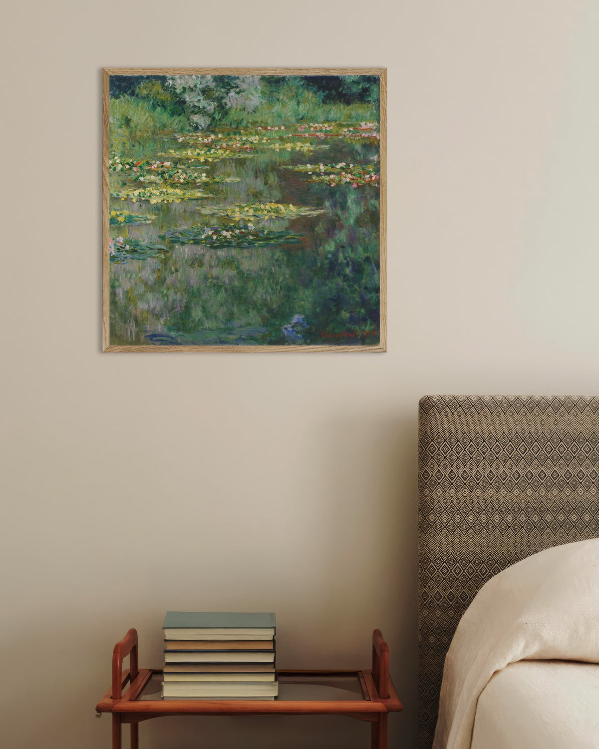 Plakat Staw z nenufarami (1904), Claude Monet, w ramie z naturalnego drewna